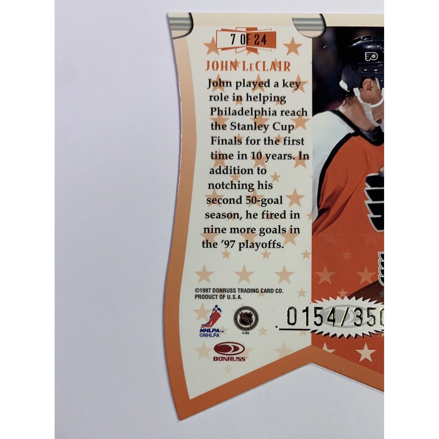 1997 Donruss Leaf John LeClair Banner Season Die Cut /3500 | Local Legends Cards & Collectibles