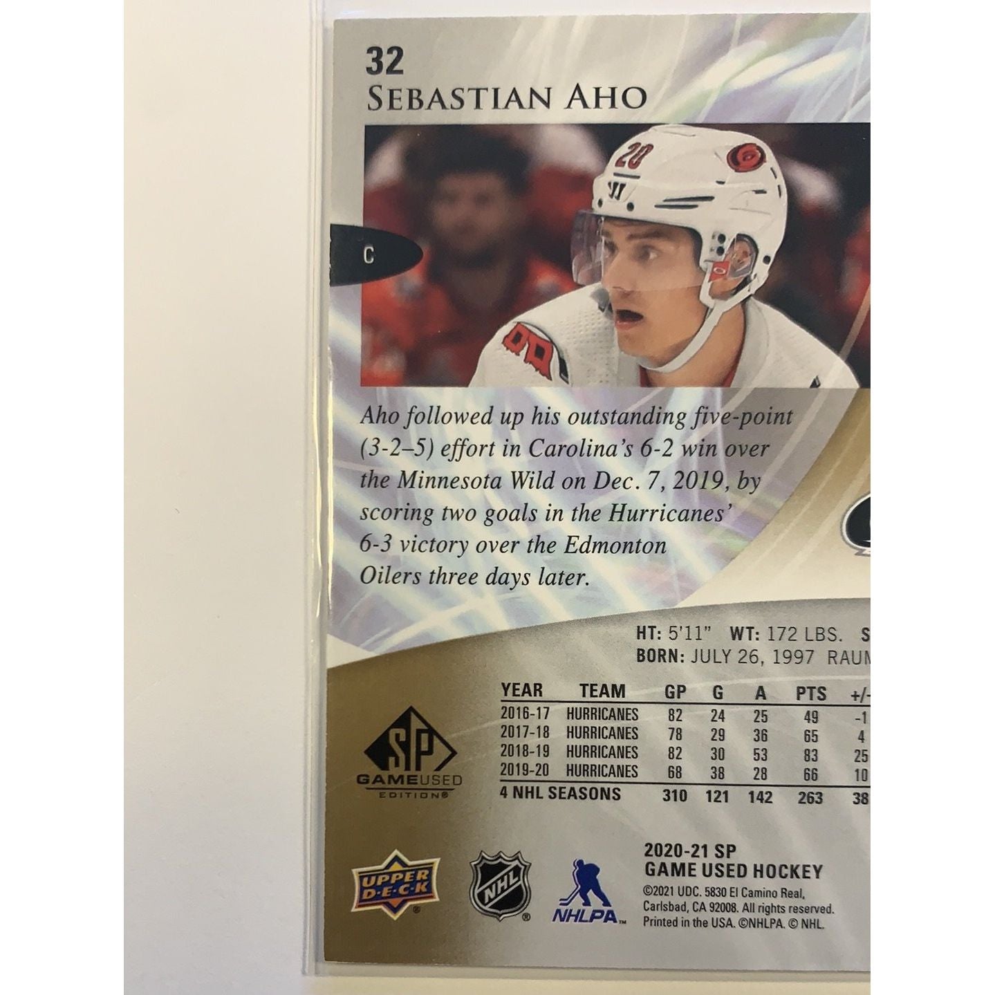 2020-21 SP Game Used Edition Sebastian Aho /265 | Local Legends Cards & Collectibles