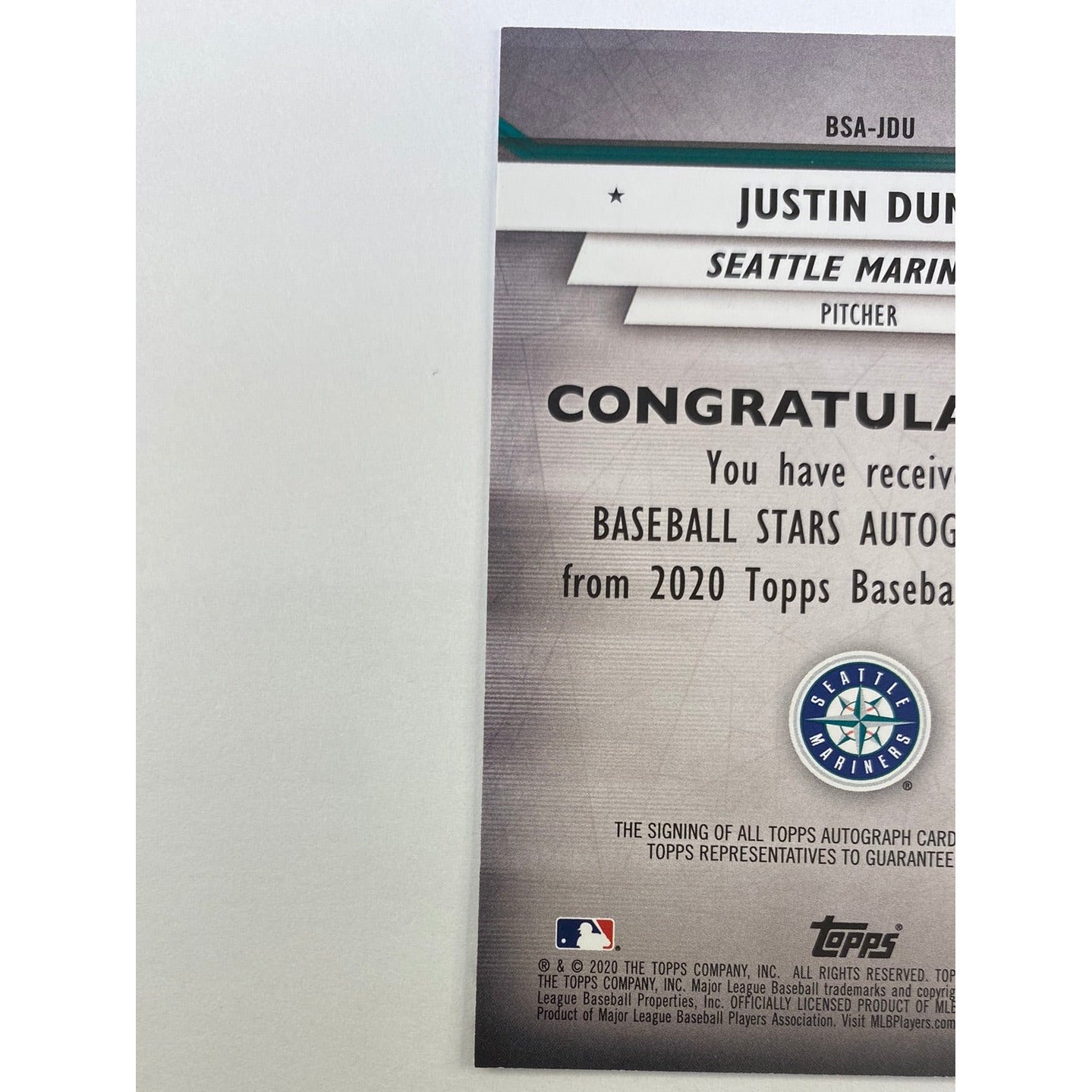 2020 Topps Series 2 Justin Dunn Rc Auto