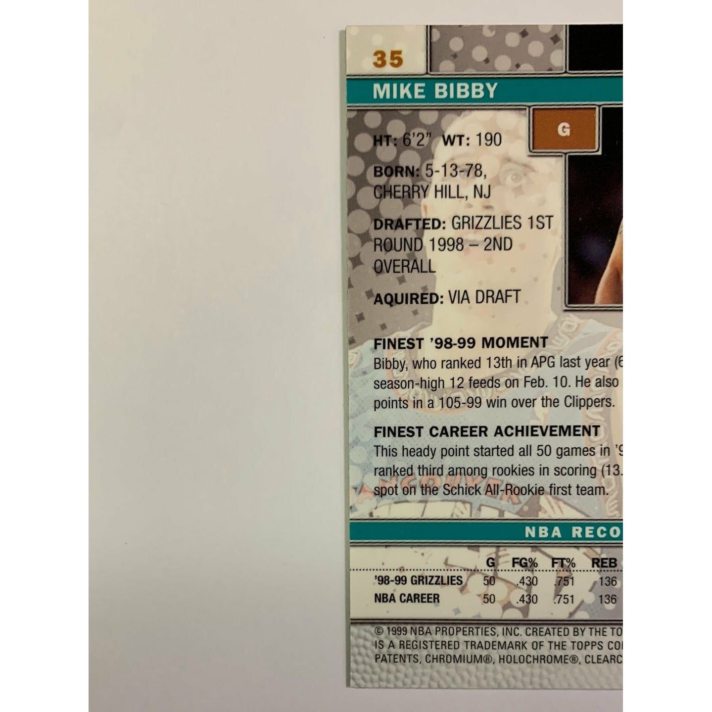 1999-00 Topps Finest Mike Bibby | Local Legends Cards & Collectibles