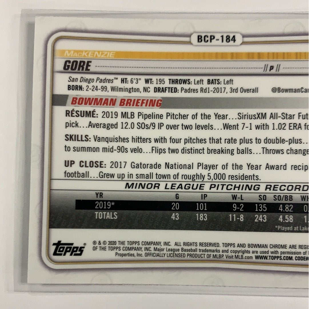 2020 Bowman Chrome Mackenzie Gore Mojo Refractor | Local Legends Cards & Collectibles
