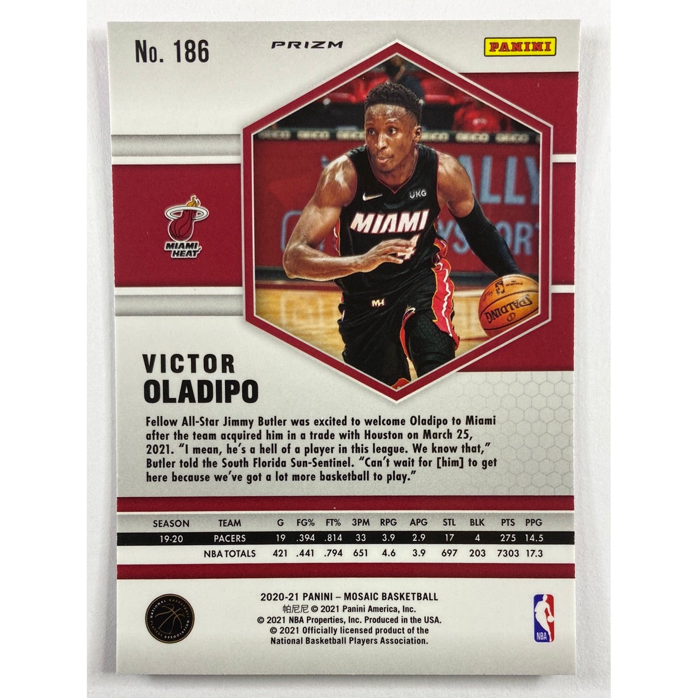 2020-21 Mosaic Victor Oladipo Pink Mosaic Prizm | Local Legends Cards & Collectibles
