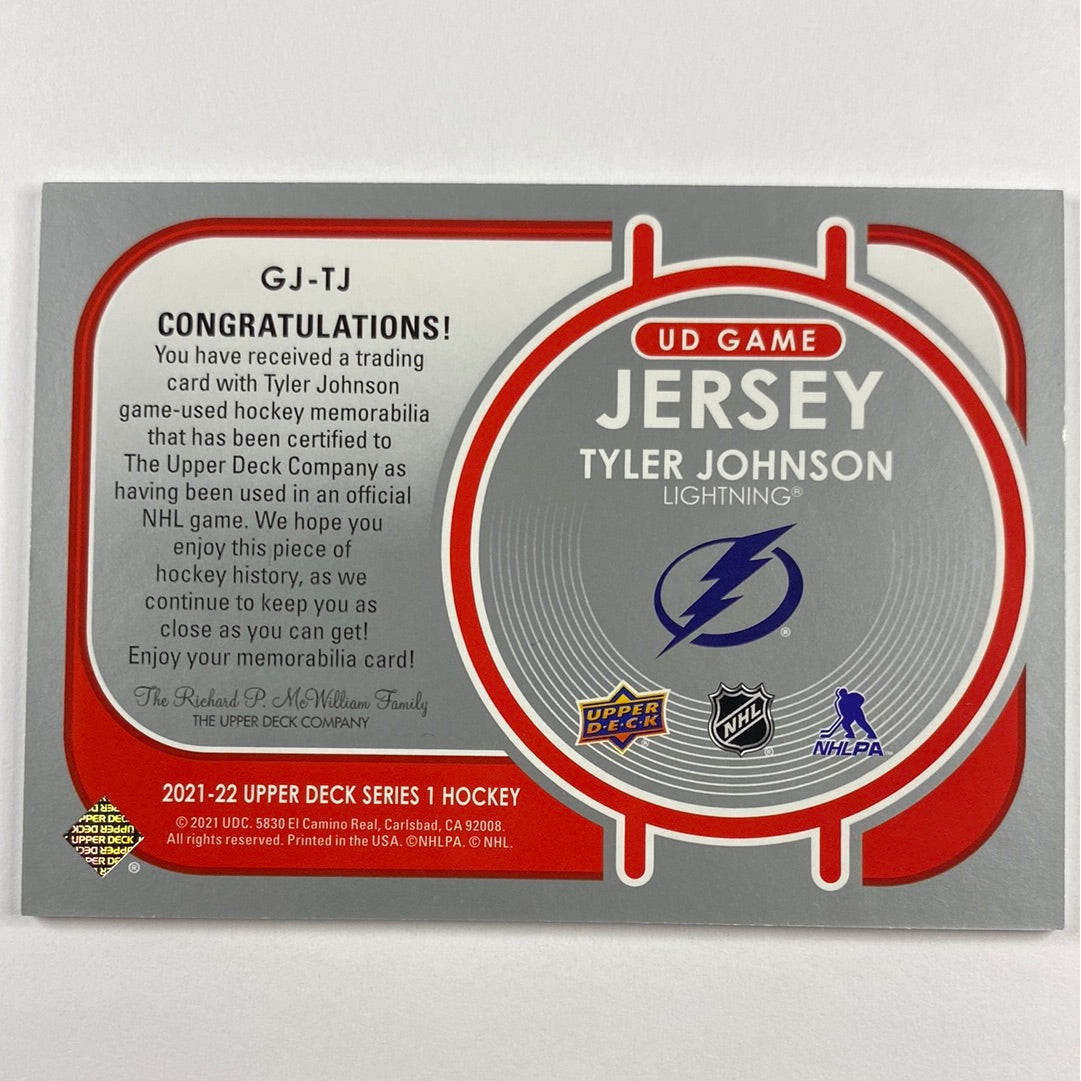 2021-22 Upper Deck Series 1 Tyler Johnson UD Game Jersey