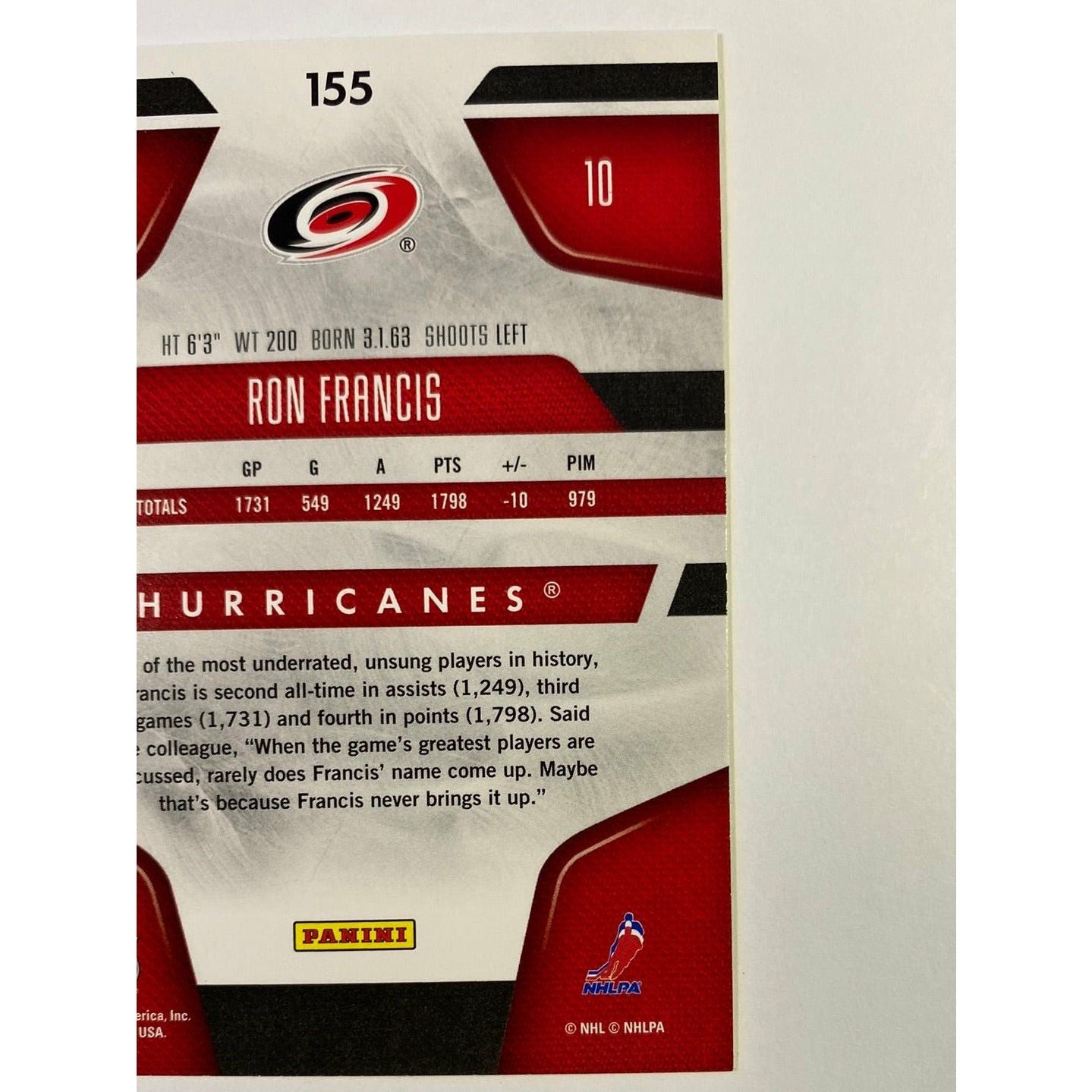 2011-12 Panini Certified Immortals Ron Francis