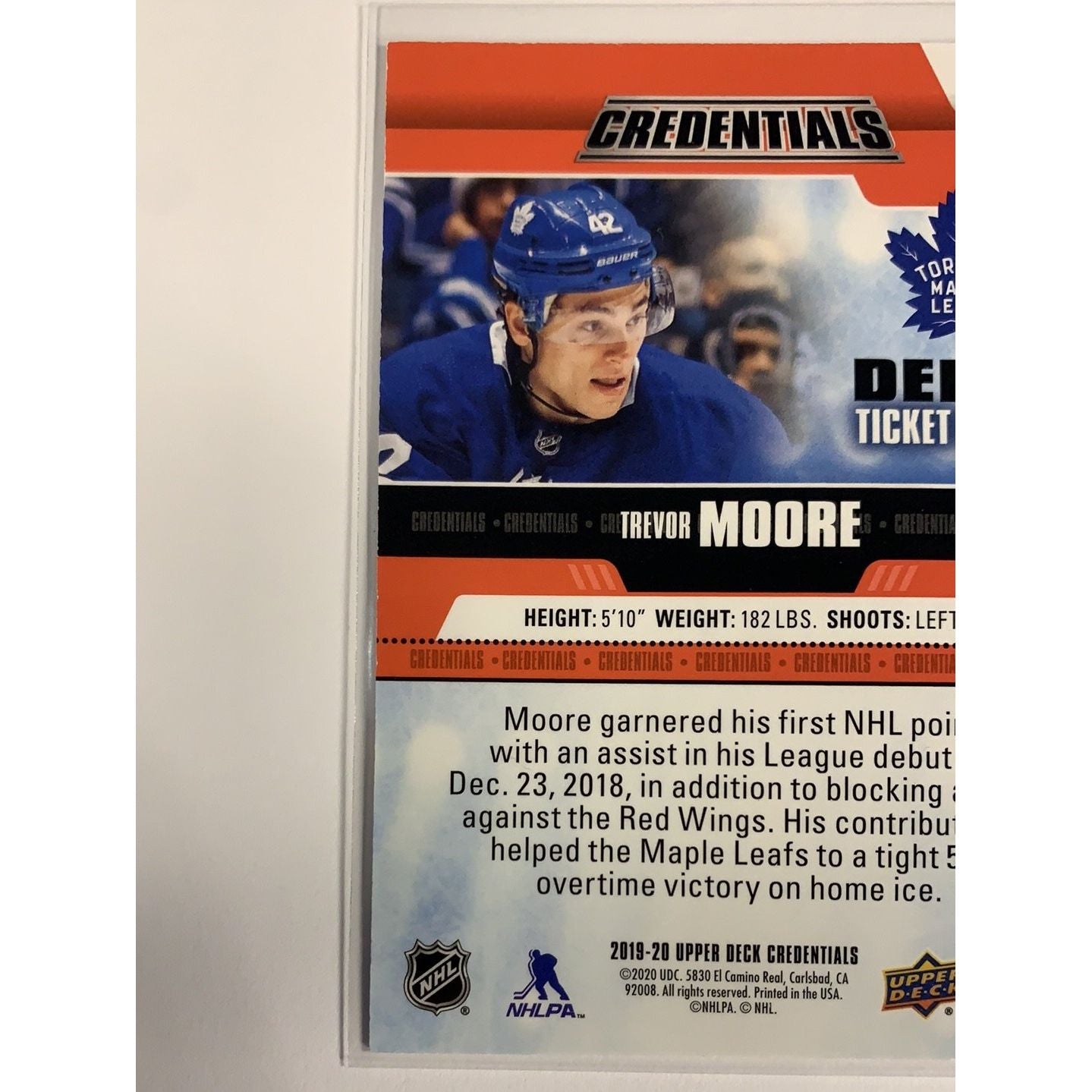 2019-20 Credentials Trevor Moore Debut Ticket Access /99 Local Legends Cards & Collectibles