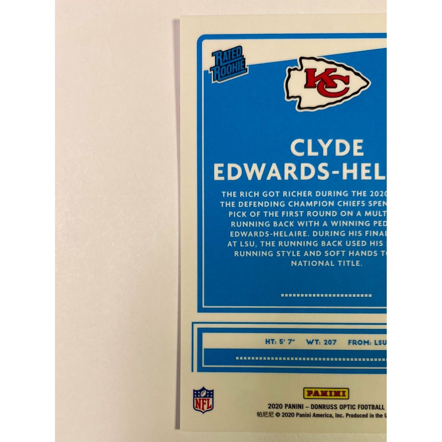 2020 Donruss Optic Clyde Edwards-Helaire Rated Rookie Negative Parallel | Local Legends Cards & Collectibles