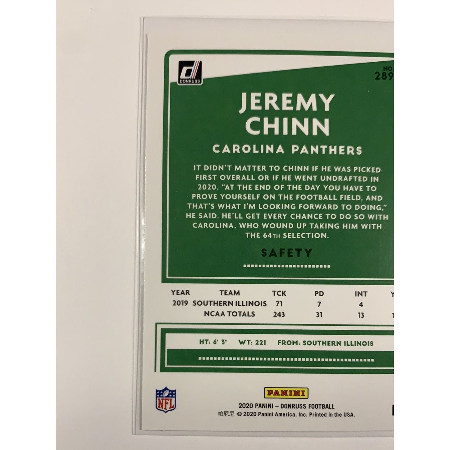 2020 Donruss Jeremy Chinn RC Local Legends Cards & Collectibles