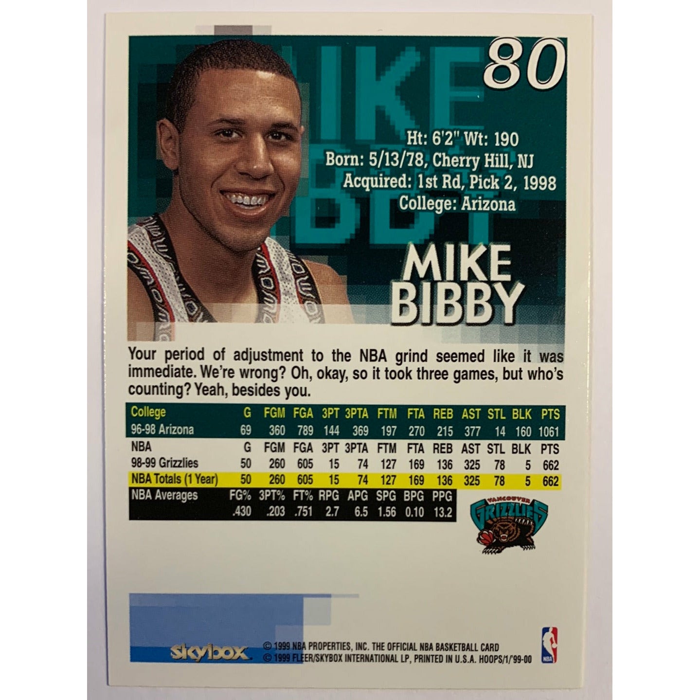 1999-00 Hoops Skybox Mike Bibby Sophomore Sensations