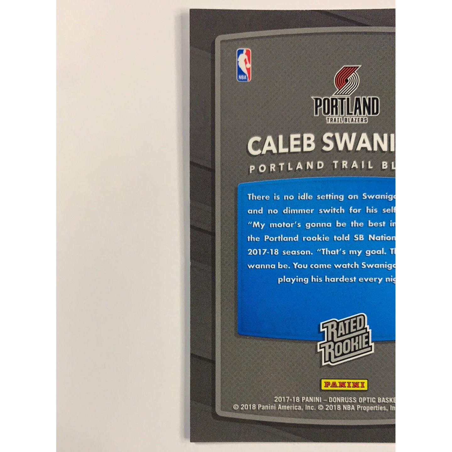 2017-18 Donruss Optic Caleb Swanigan Rated Rookie | Local Legends Cards & Collectibles