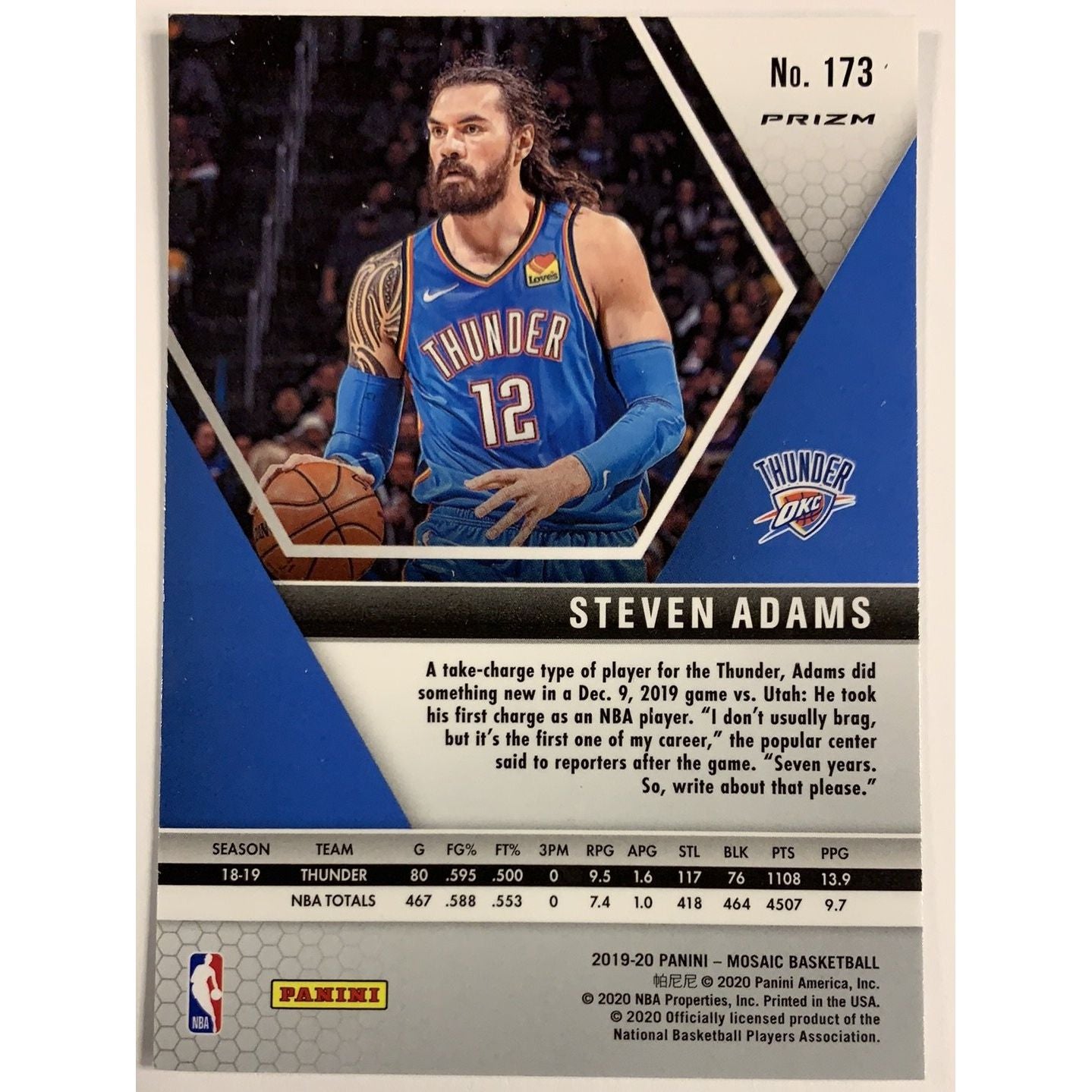 2019-20 Mosaic Steven Adams Silver Prizm | Local Legends Cards & Collectibles