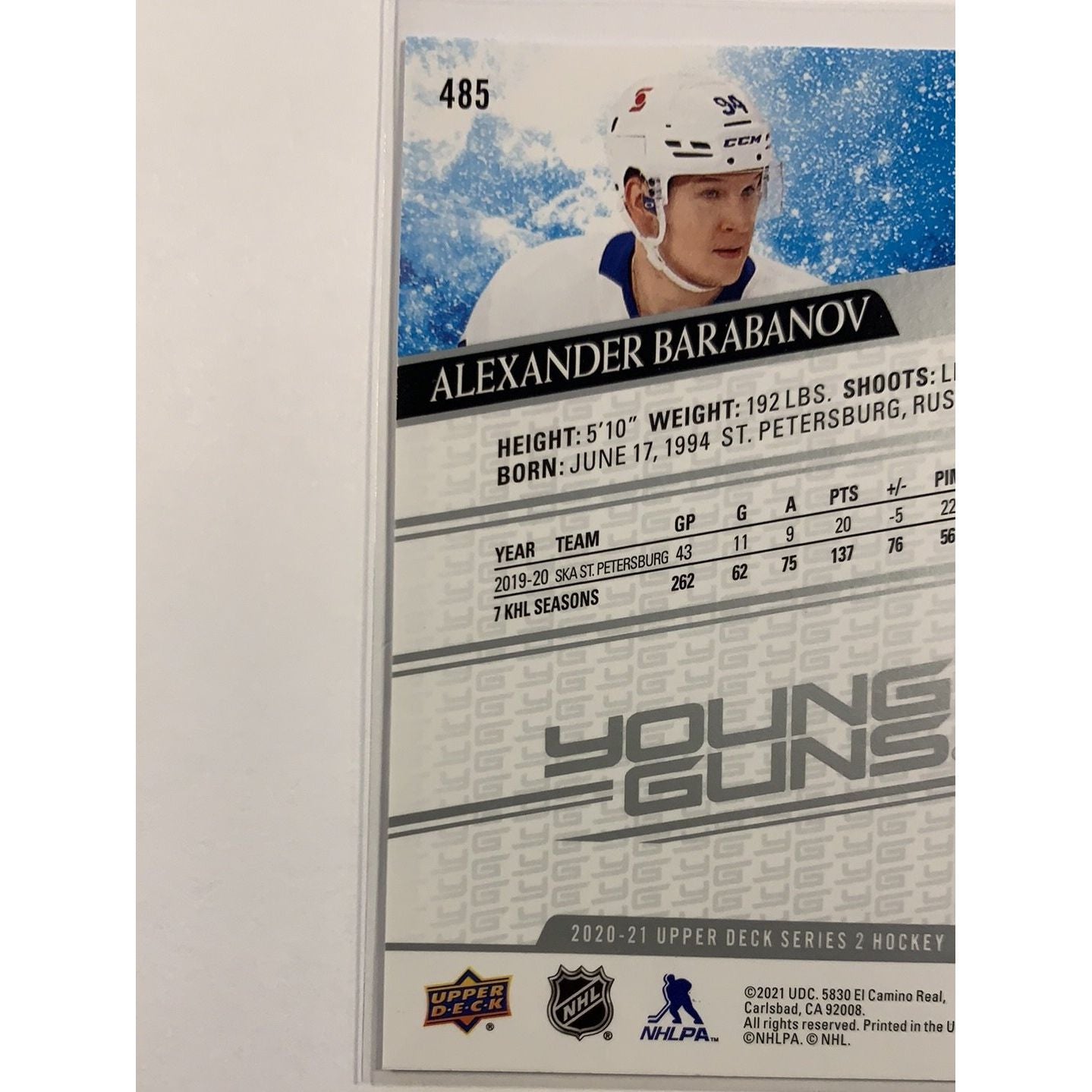 2020-21 Upper Deck Series 2 Alexander Barbanov Young Guns | Local Legends Cards & Collectibles