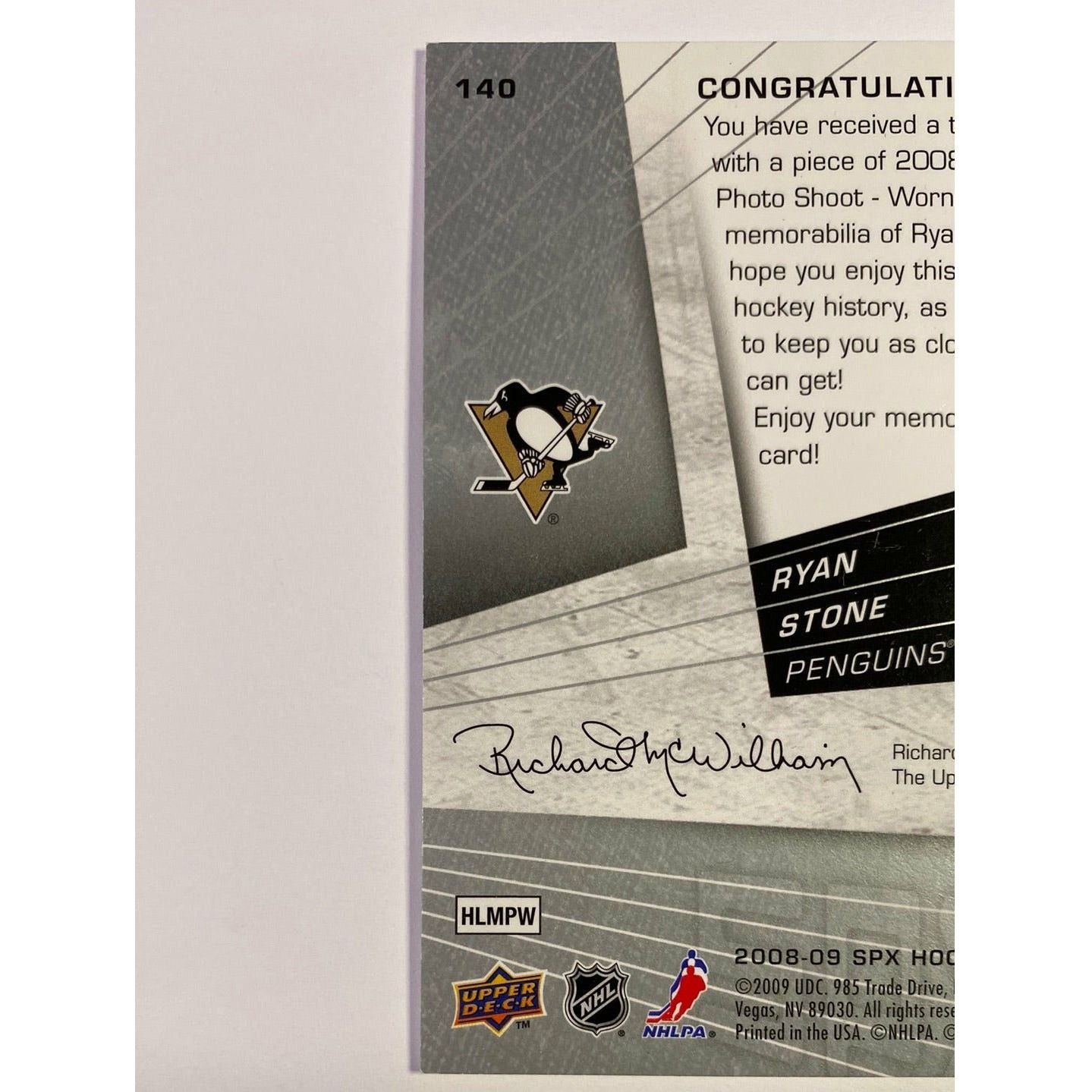 2008-09 SPX Ryan Stone SPX Rookies Dual Jersey Patch /1299 | Local Legends Cards & Collectibles