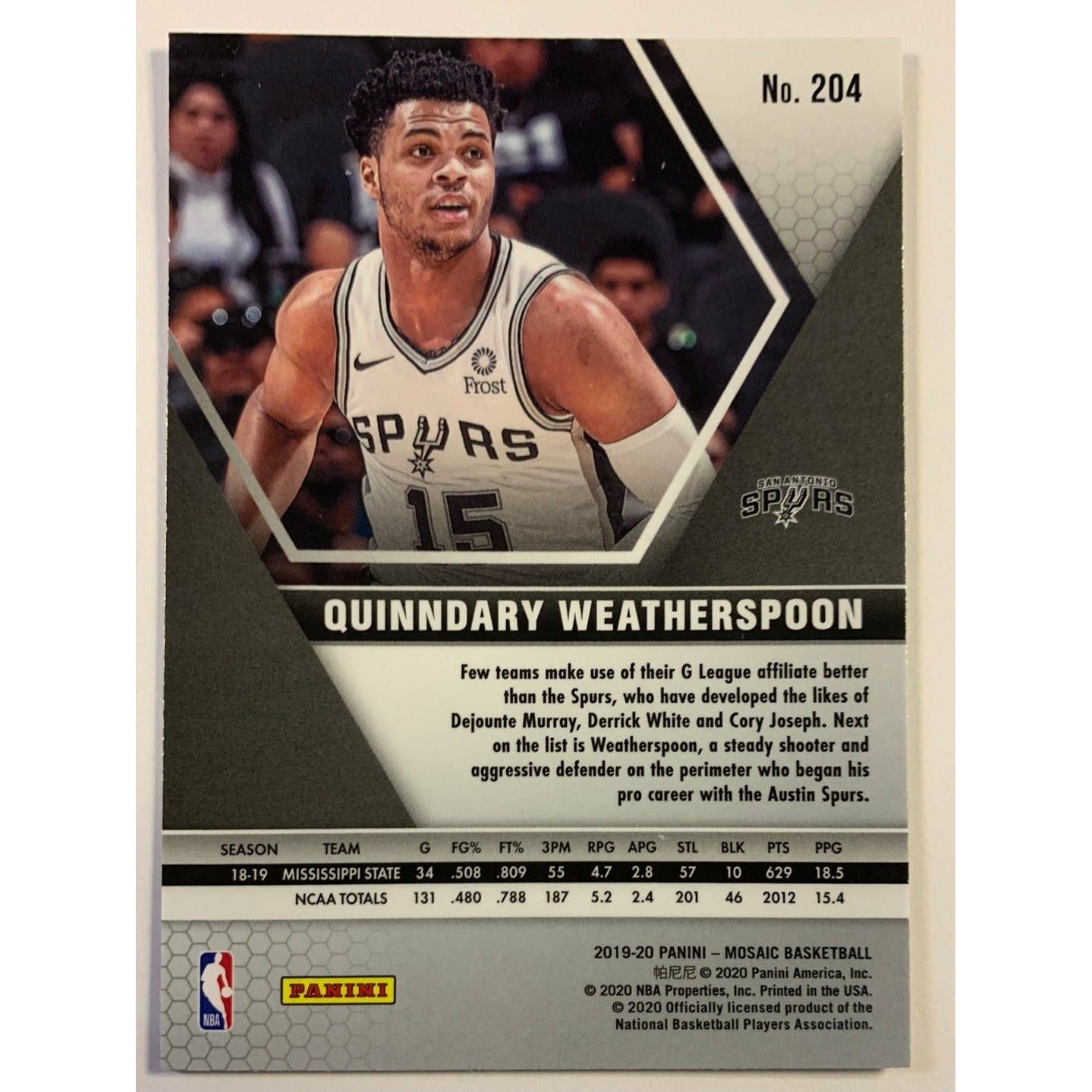 2019-20 Mosaic Quinndary Weatherspoon RC