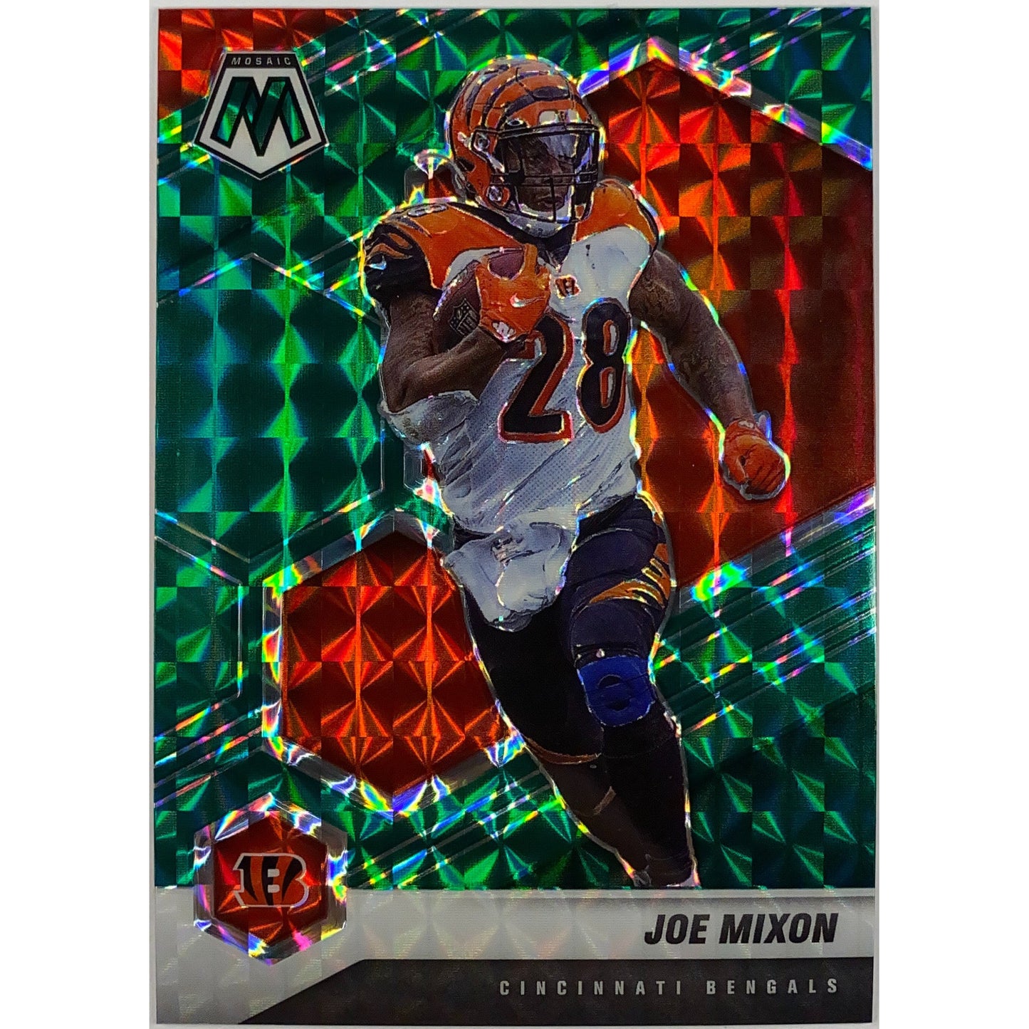 2021 Mosaic Joe Mixon Green Mosaic Prizm