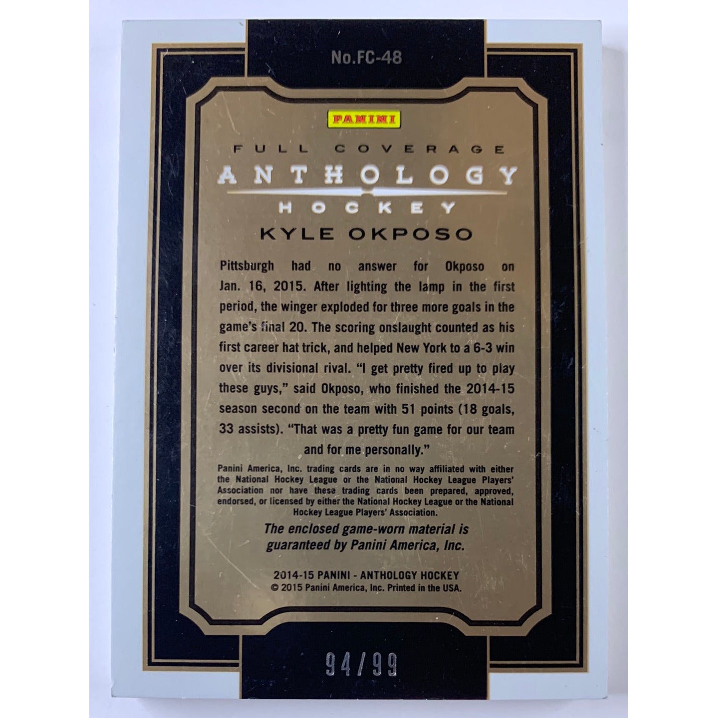 2014-15 Anthology Kyle Okposo Full Coverage /99
