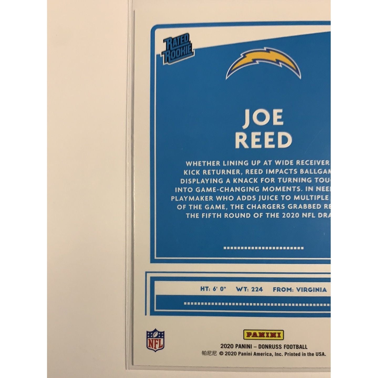 2020 Donruss Joe Reed Rated Rookie | Local Legends Cards & Collectibles