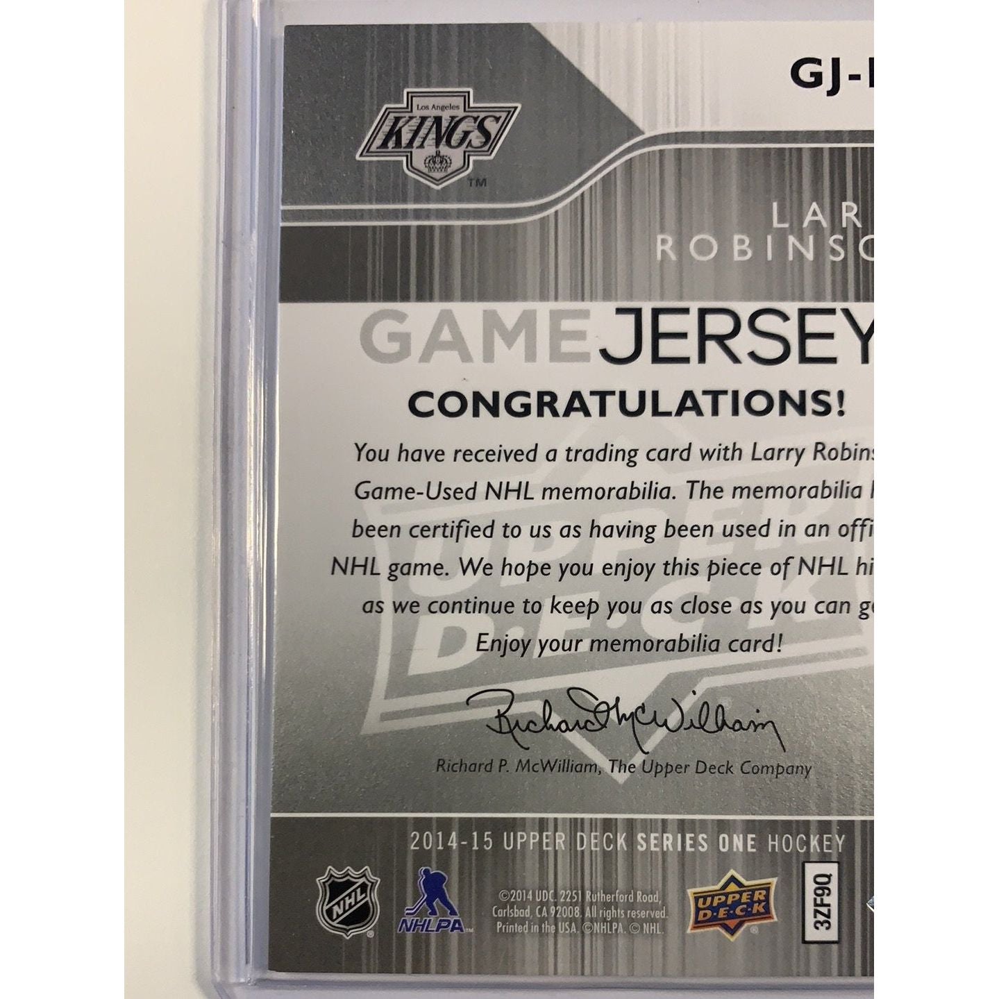 2005-06 Upper Deck Series 1 Larry Robinson Game Jersey | Local Legends Cards & Collectibles