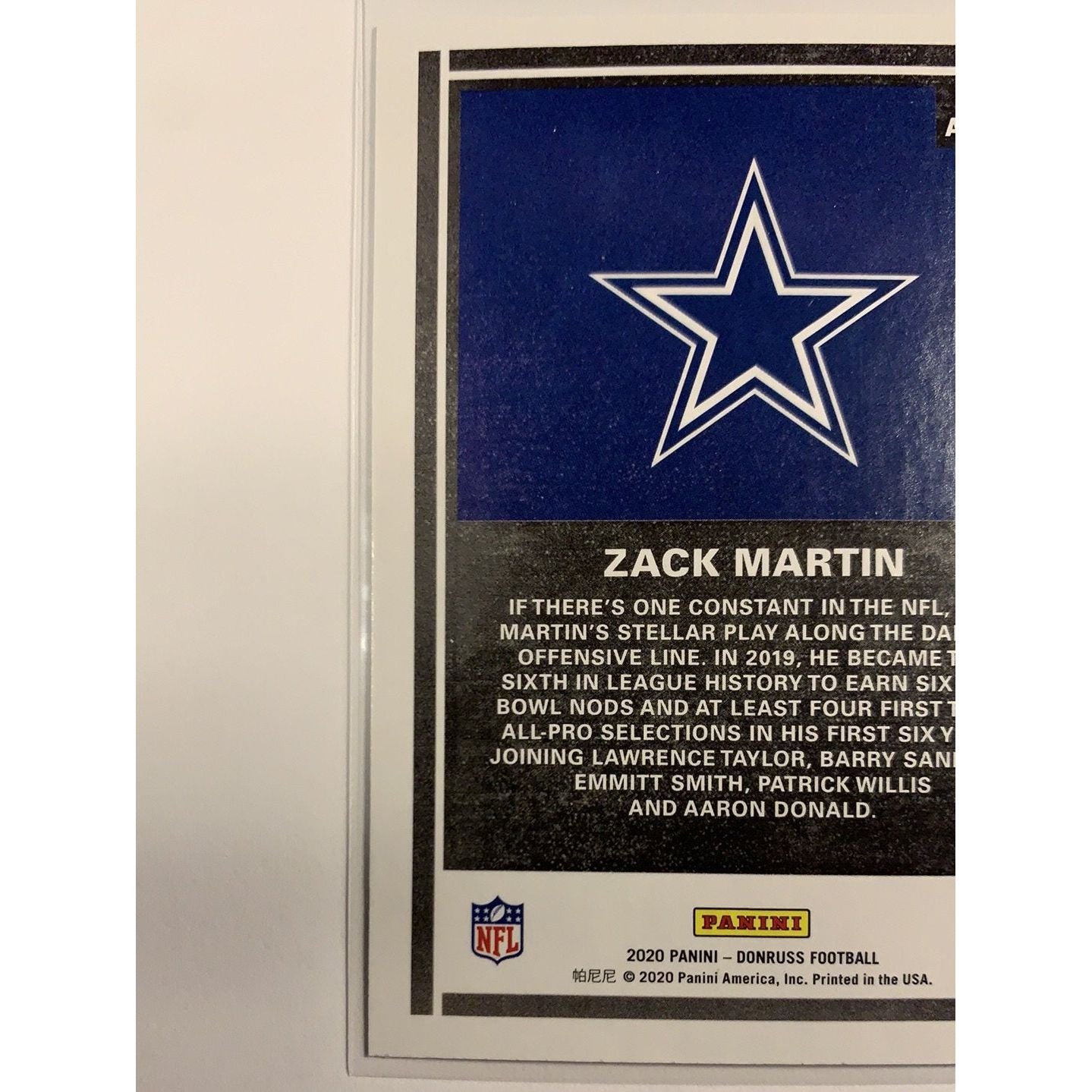 2020 Donruss Zack Martin Action All Pros Refractor Local Legends Cards & Collectibles