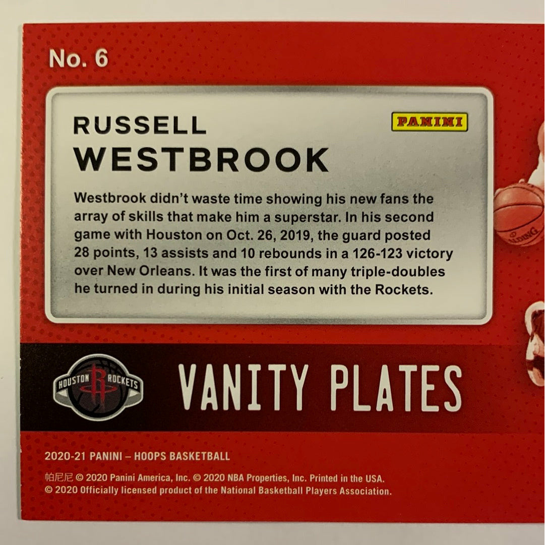 2020-21 Hoops Russell Westbrook Vanity Plates | Local Legends Cards & Collectibles