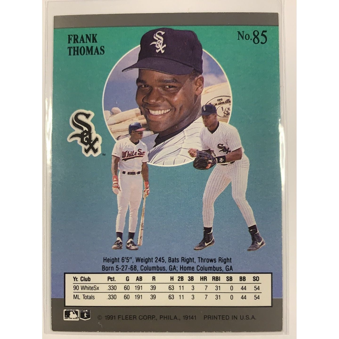  1991 Fleer Ultra Frank Thomas 2nd Year Card  Local Legends Cards & Collectibles