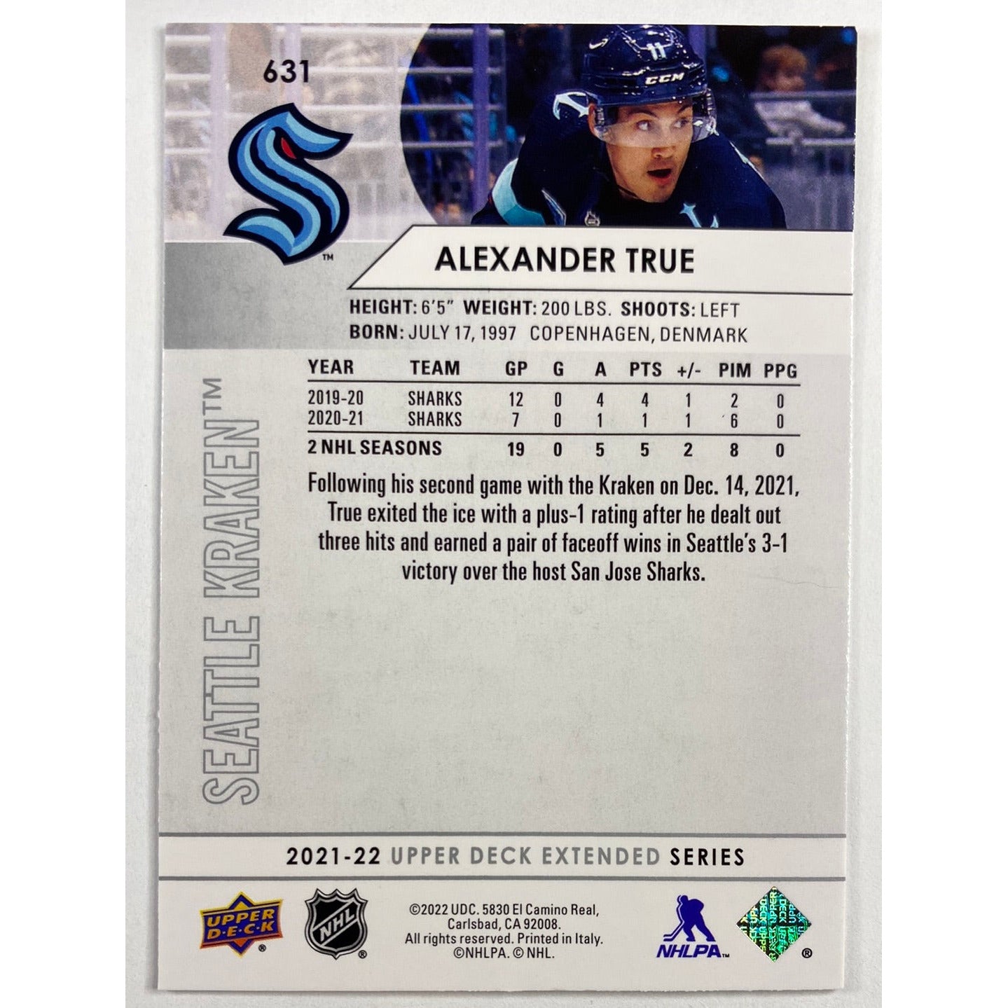 2021-22 Upper Deck Extended Series Alexander True | Local Legends Cards & Collectibles