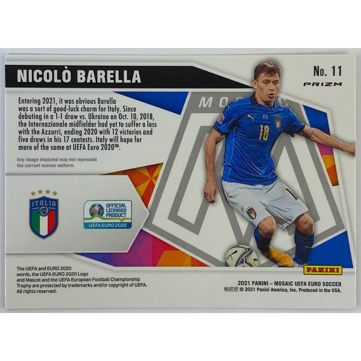 2020-21 Mosaic Nicolo Barella GIVE AND GO Silver Mosaic Prizm | Local Legends Cards & Collectibles