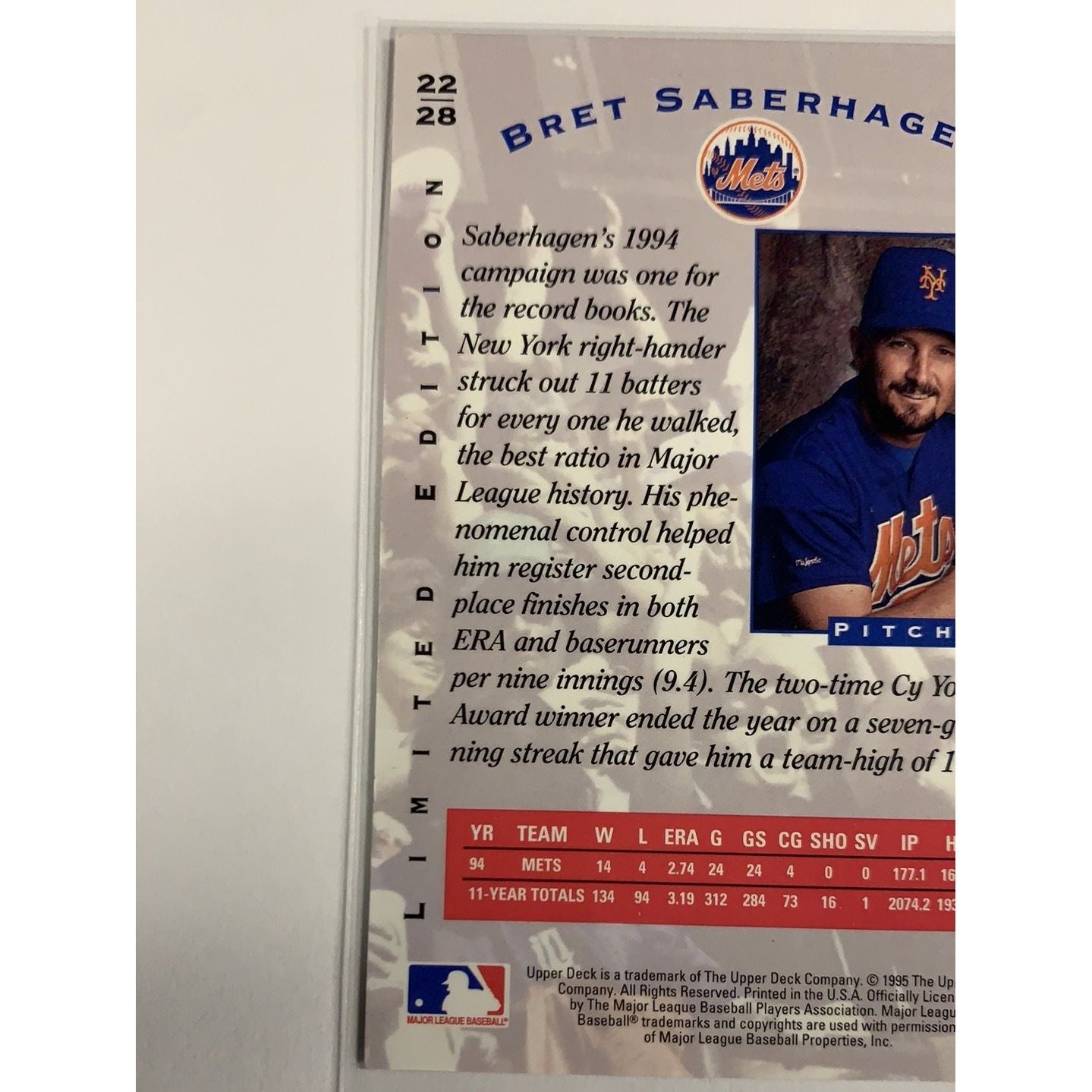 1995 Upper Deck Denny’s Holograms Bret Saberhagen | Local Legends Cards & Collectibles