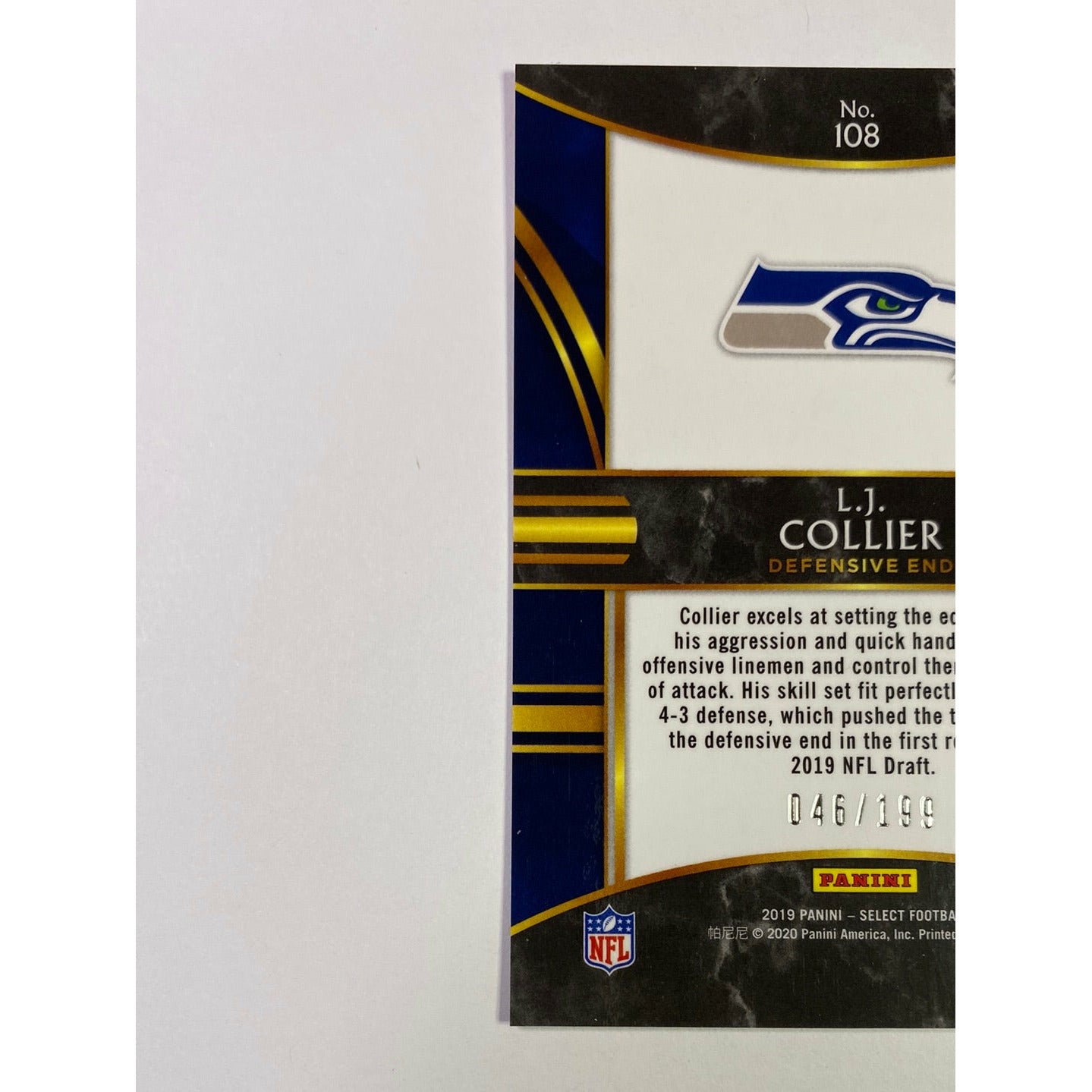 2019 Select LJ Collier Premier Level Red White Blue Wave Prizm RC /199