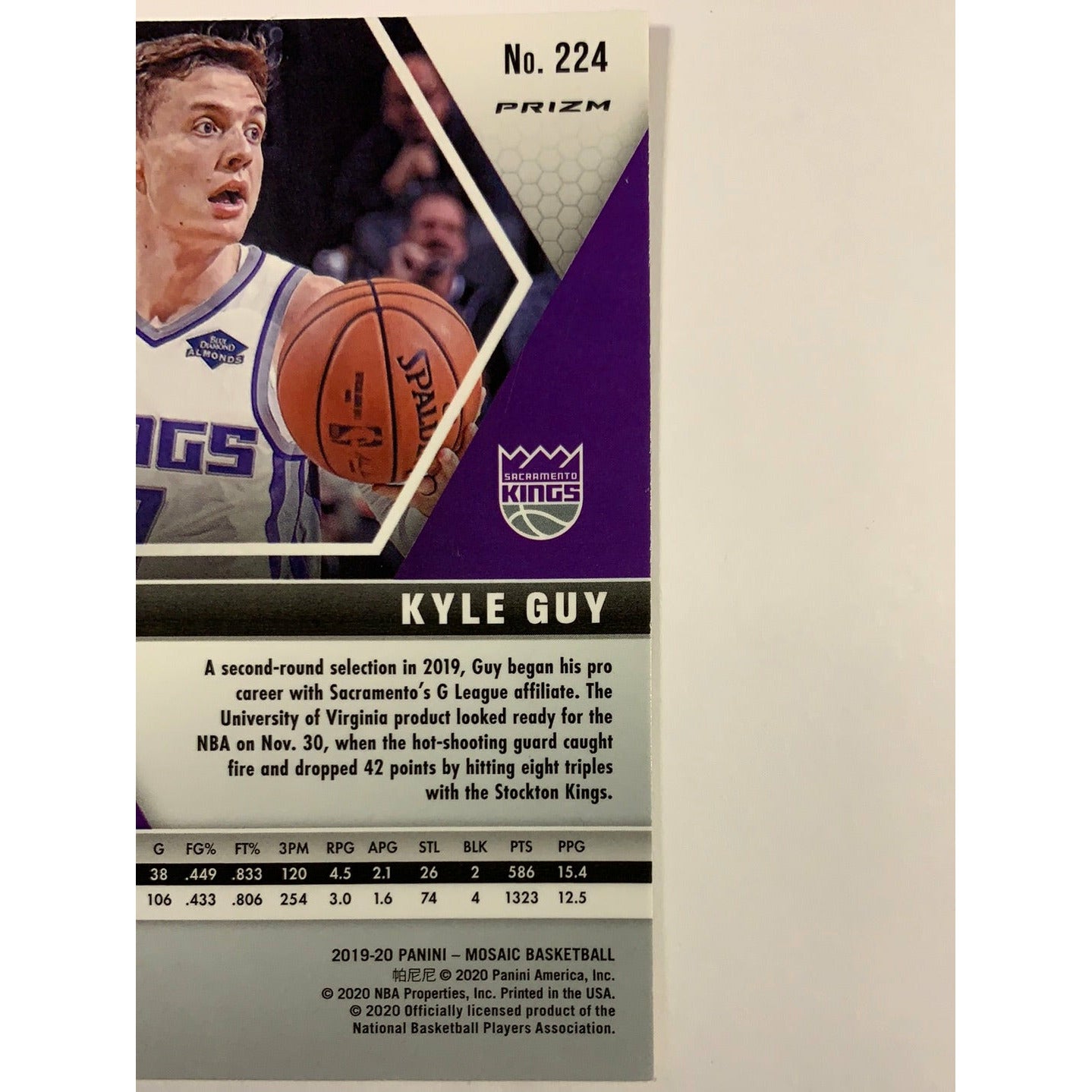 2019-20 Mosaic Kyle Guy Blue Reactive Prizm RC