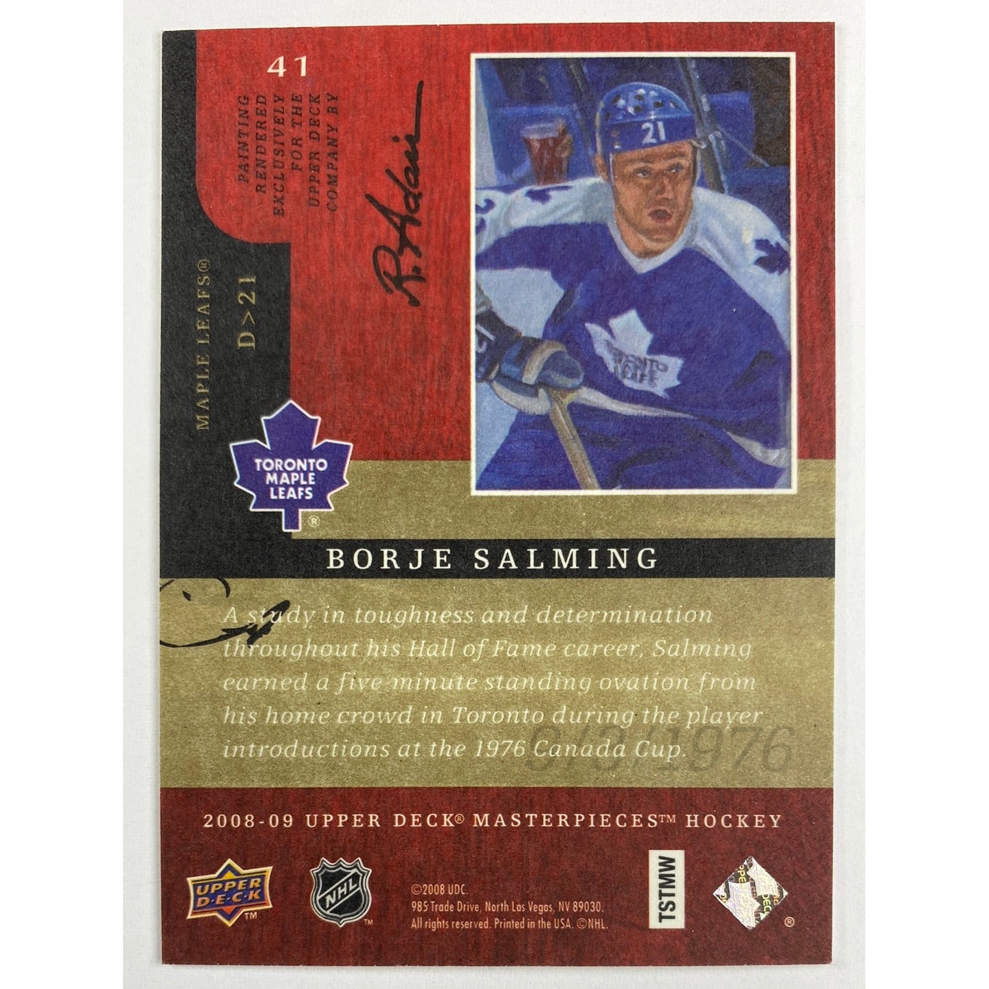 2008-09 Upper Deck Masterpieces Borje Salming Canvas | Local Legends Cards & Collectibles