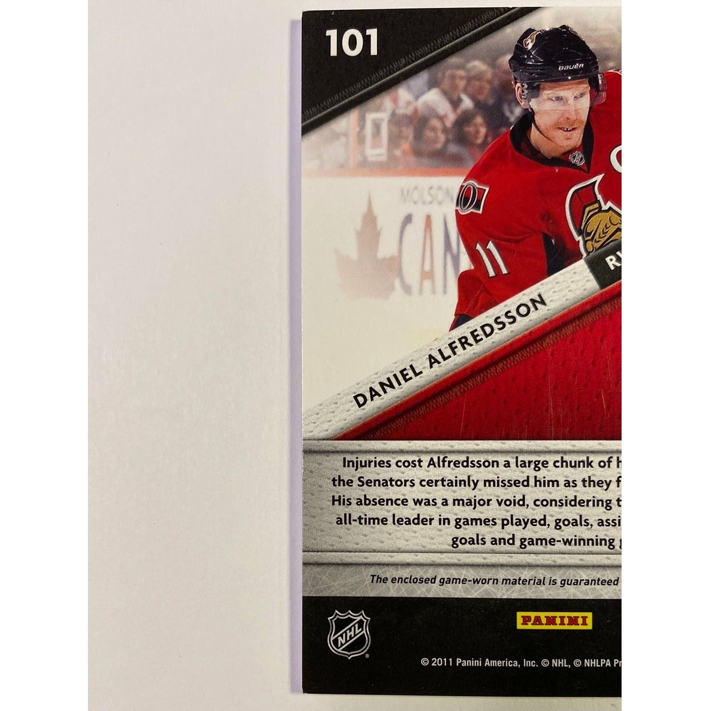 2011-12 Panini Certified Daniel Alfredsson Fabric of the Game /399 | Local Legends Cards & Collectibles