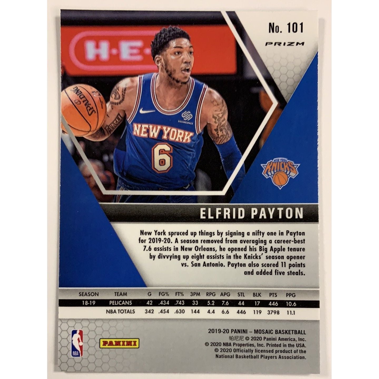 2019-20 Mosaic Elfrid Payton Orange Reactive Prizm | Local Legends Cards & Collectibles