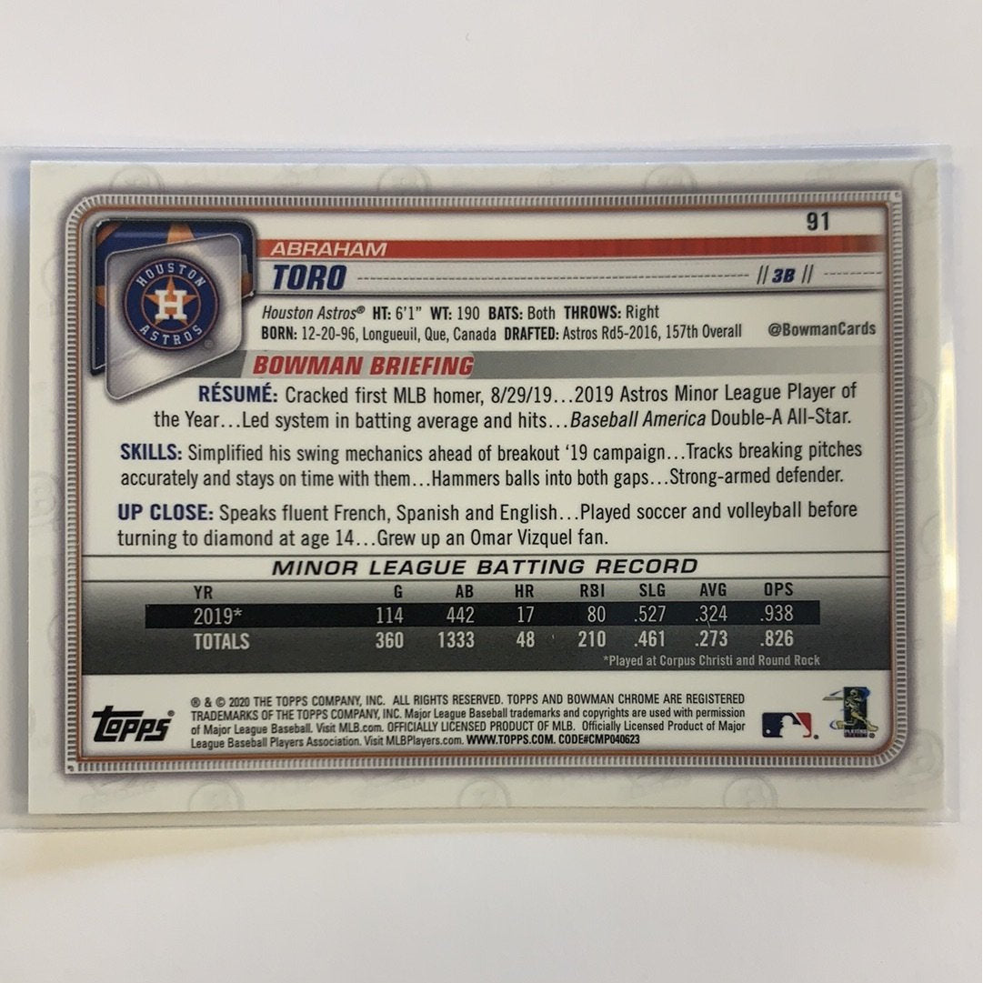 2020 Bowman Chrome Abraham Toro RC Local Legends Cards & Collectibles