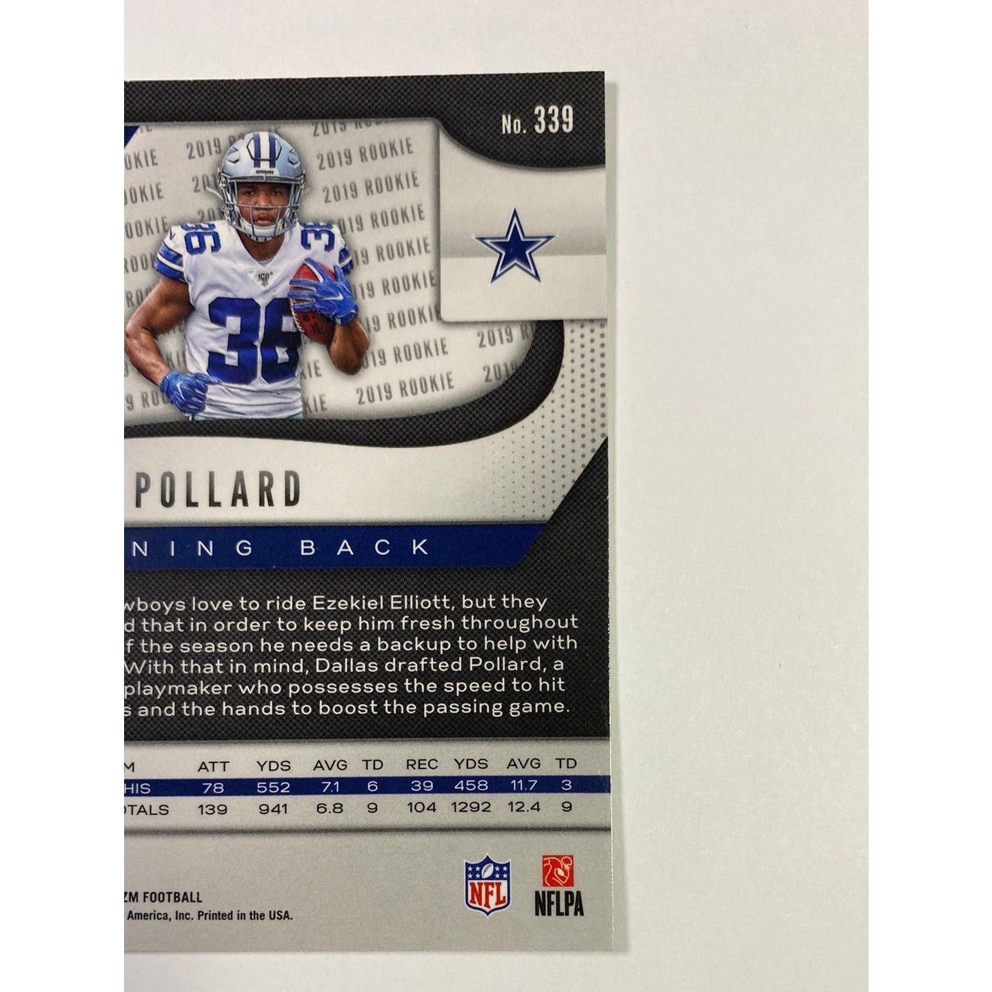 2019 Panini Prizm Tony Pollard Red White Blue Prizm RC