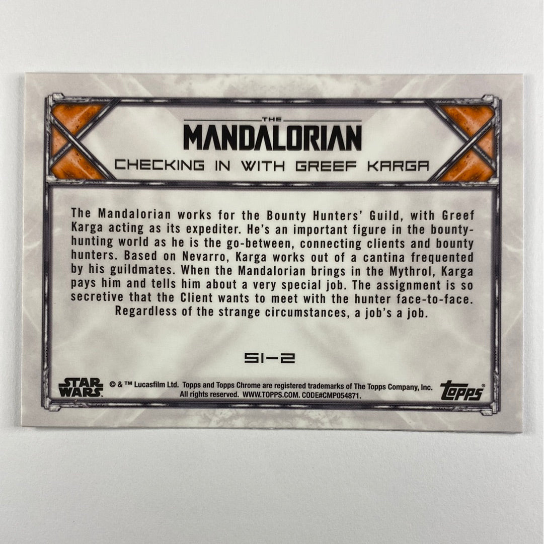 Topps Chrome The Mandalorian Checking In with Greef Karga Refractor