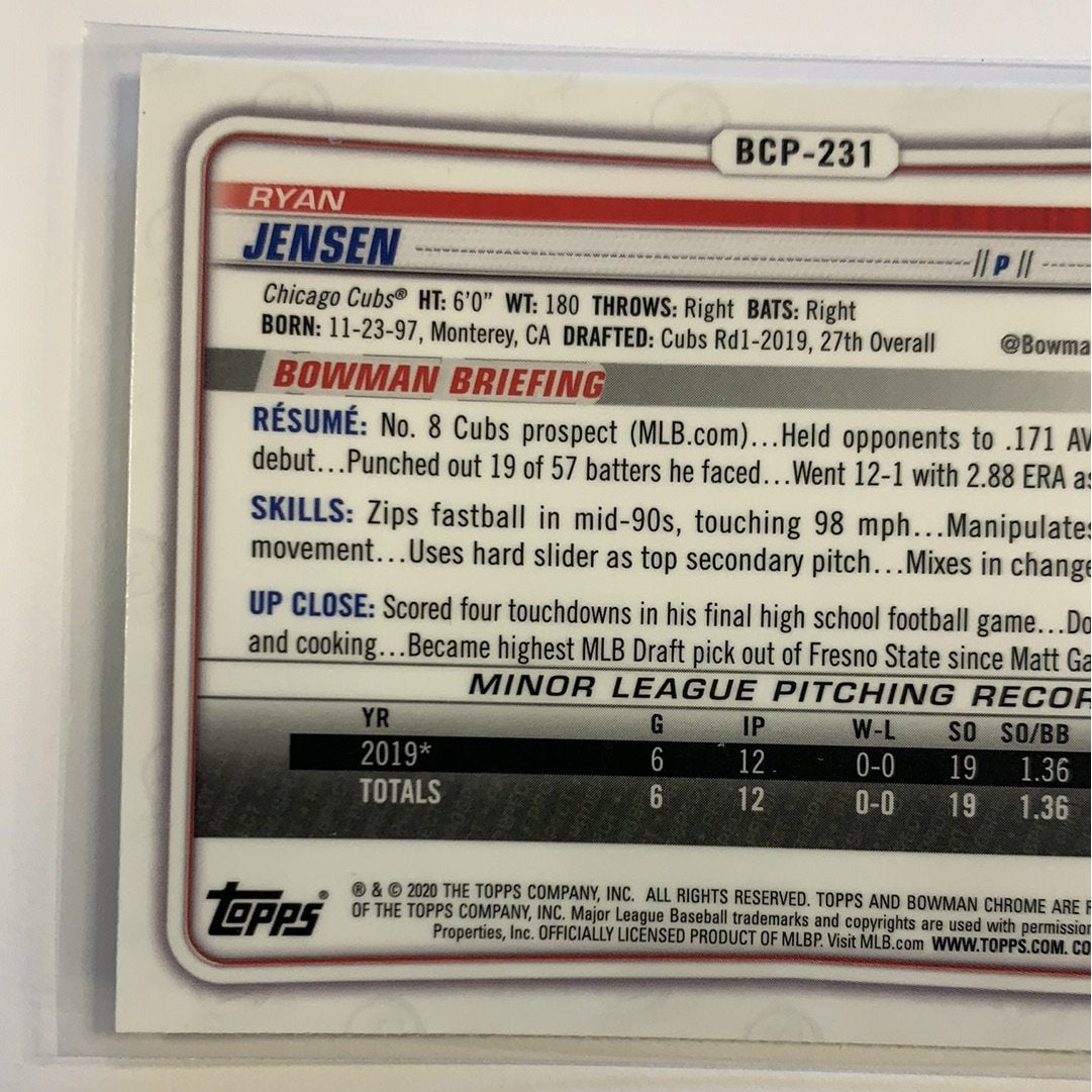2020 Bowman Chrome Ryan Jensen Mojo Refractor | Local Legends Cards & Collectibles