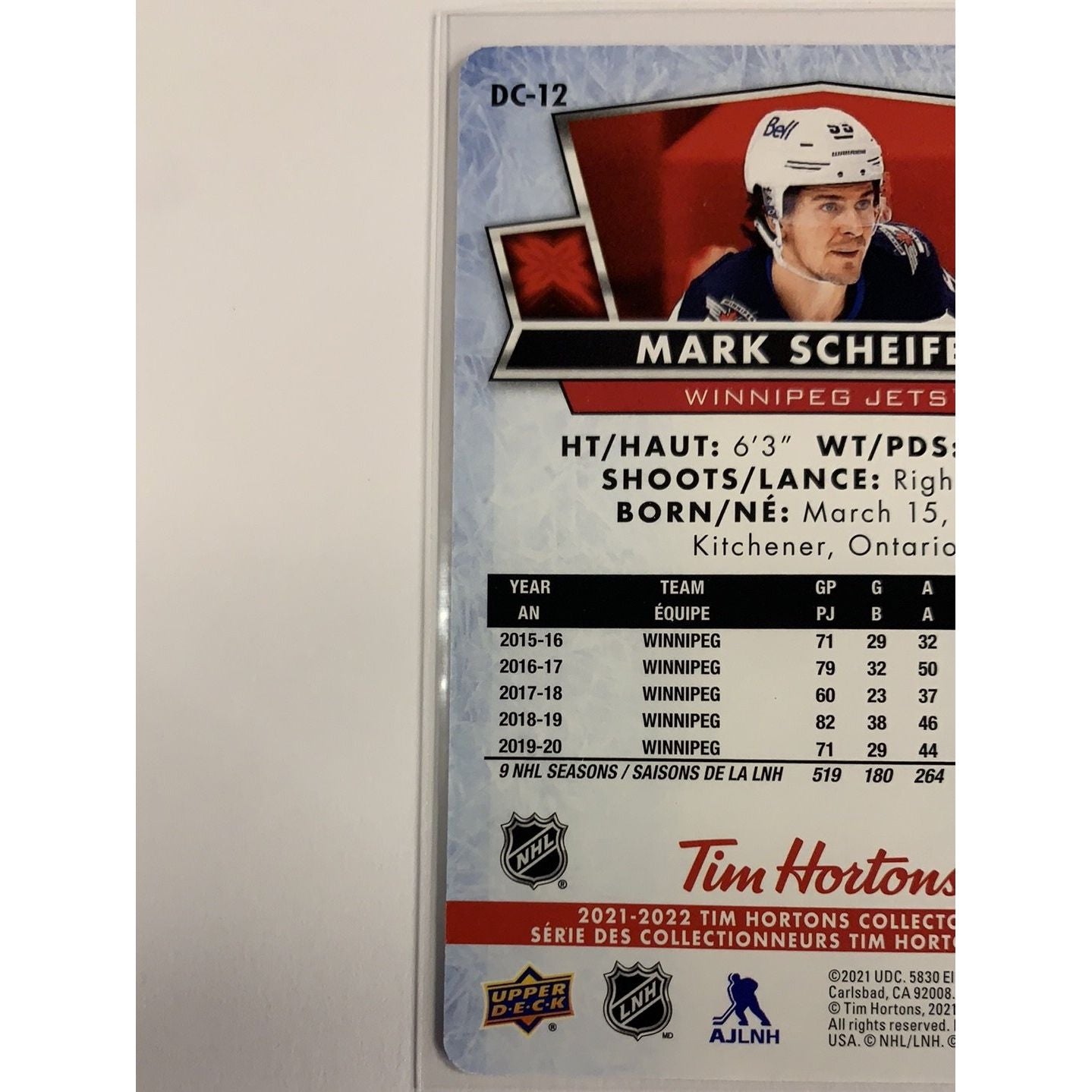 2021-22 Tim Hortons Red Die Cut Mark Scheifele Local Legends Cards & Collectibles