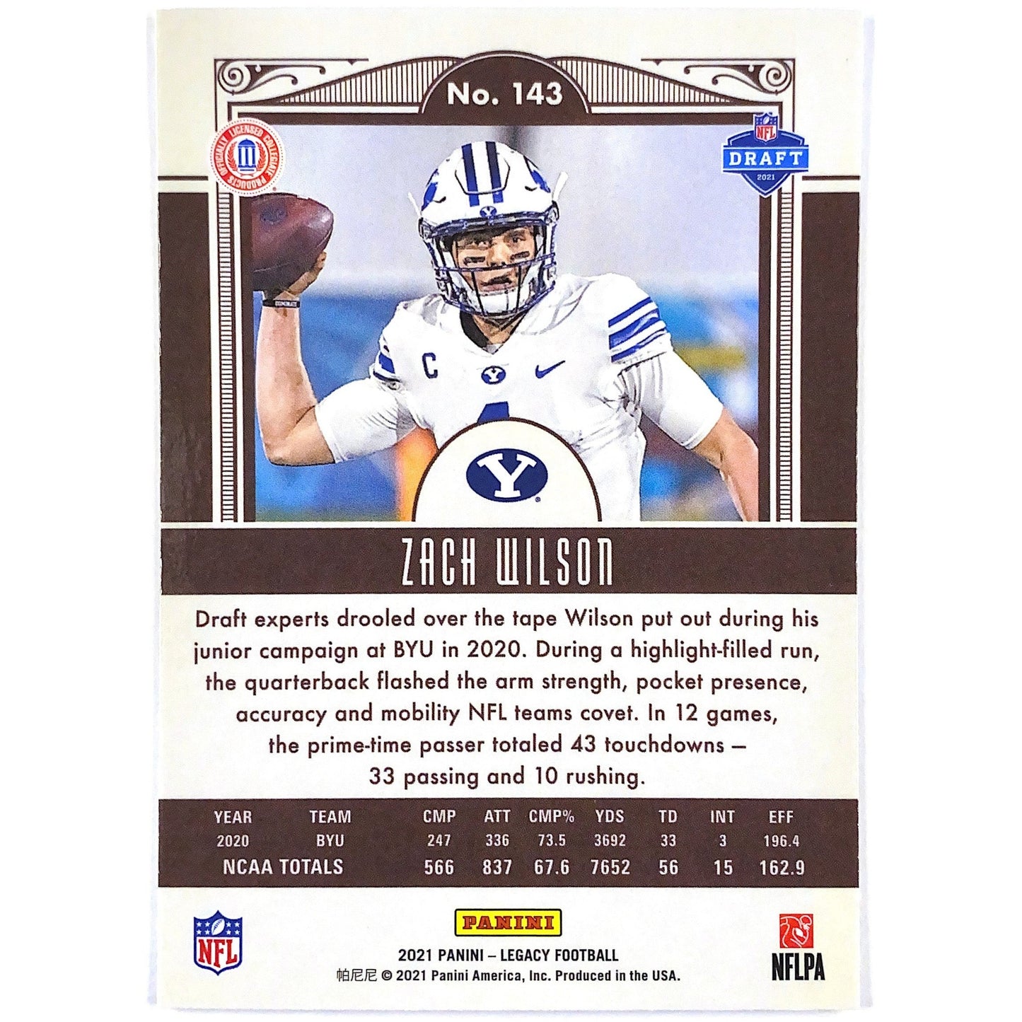 2021 Legacy Zach Wilson RC | Local Legends Cards & Collectibles