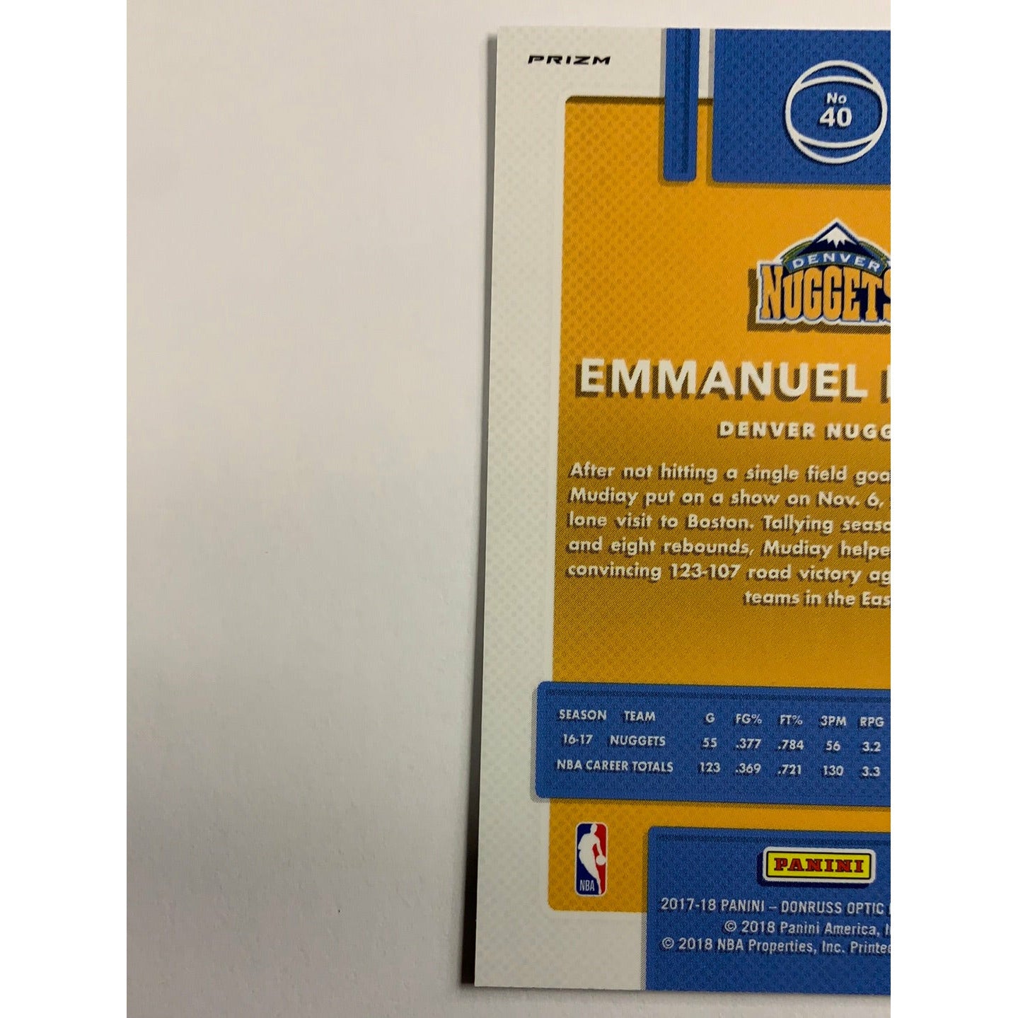 2017-18 Donruss Optic Emmanuel Mudiay Fast Break Prizm | Local Legends Cards & Collectibles