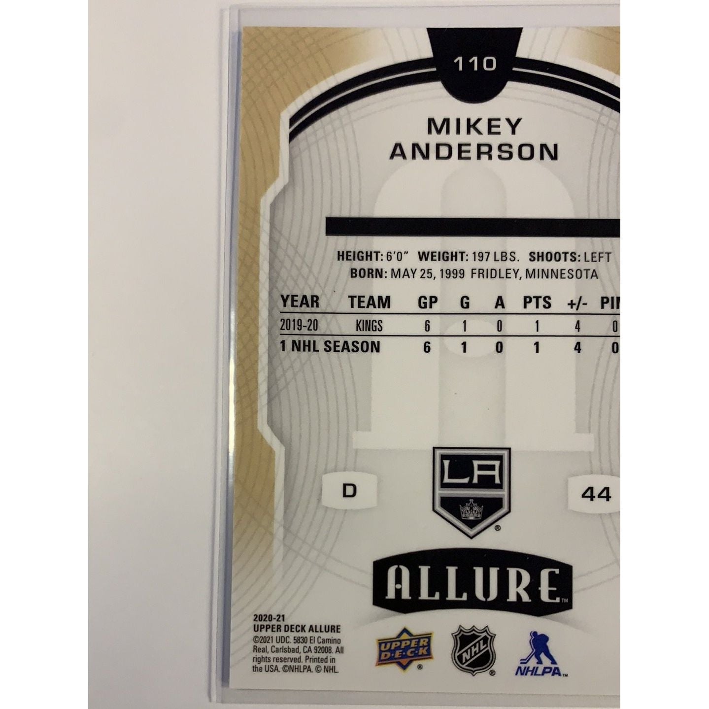 2020-21 Allure Mikey Anderson Rookie Card | Local Legends Cards & Collectibles
