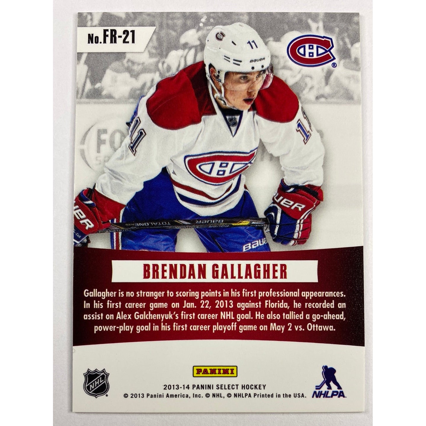 2013-14 Panini Select Brendan Gallagher Fire On Ice RC | Local Legends Cards & Collectibles