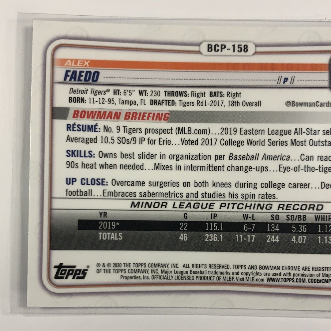 2020 Bowman Chrome Alex Faedo Mojo Refractor | Local Legends Cards & Collectibles