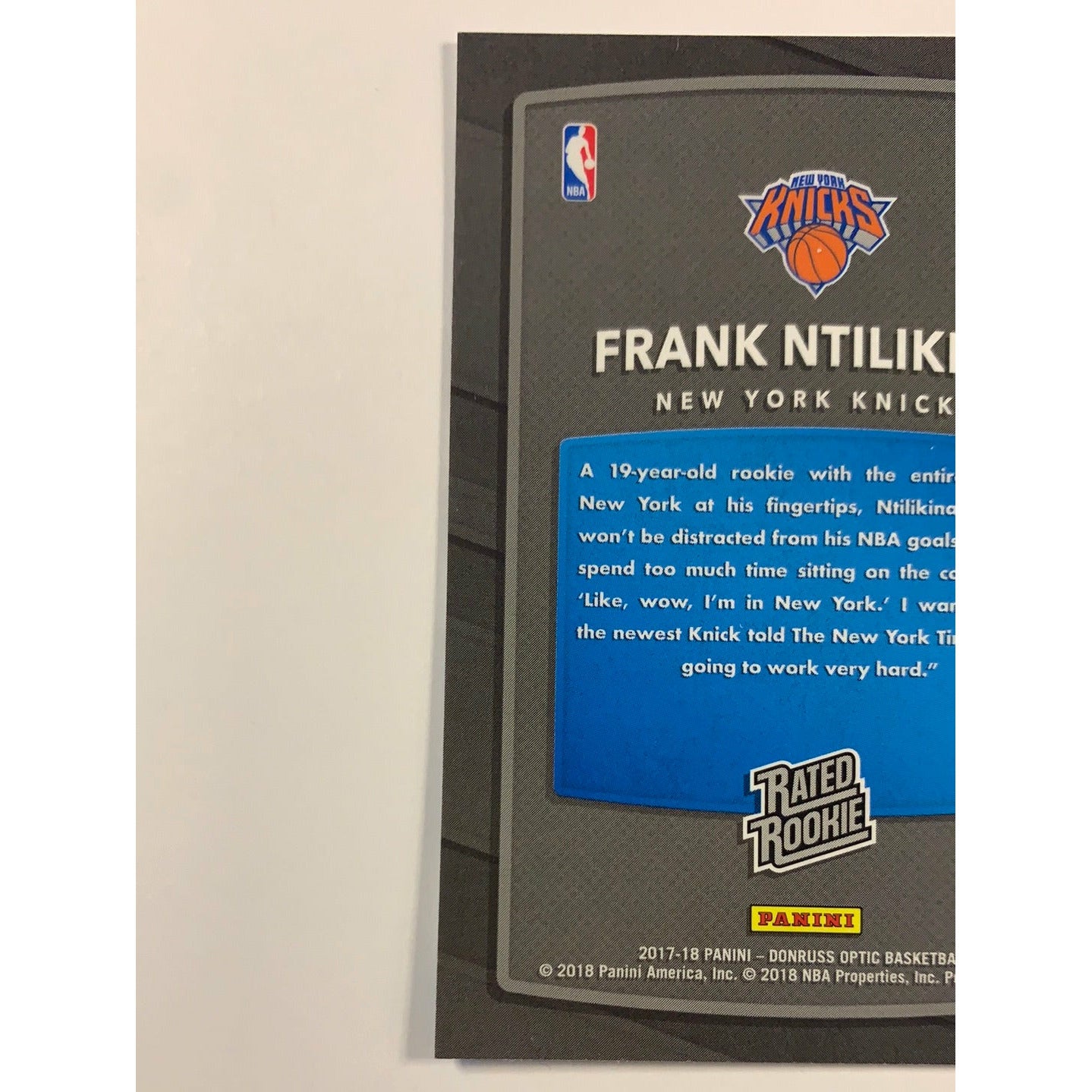 2017-18 Donruss Optic Frank Ntilikina Rated Rookie | Local Legends Cards & Collectibles