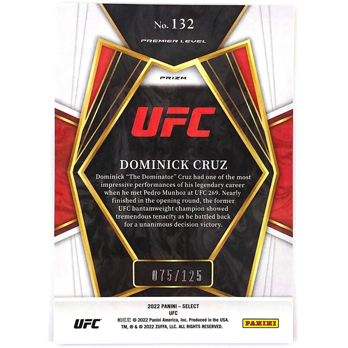 2022 Select Dominick Cruz Maroon Prizm /125