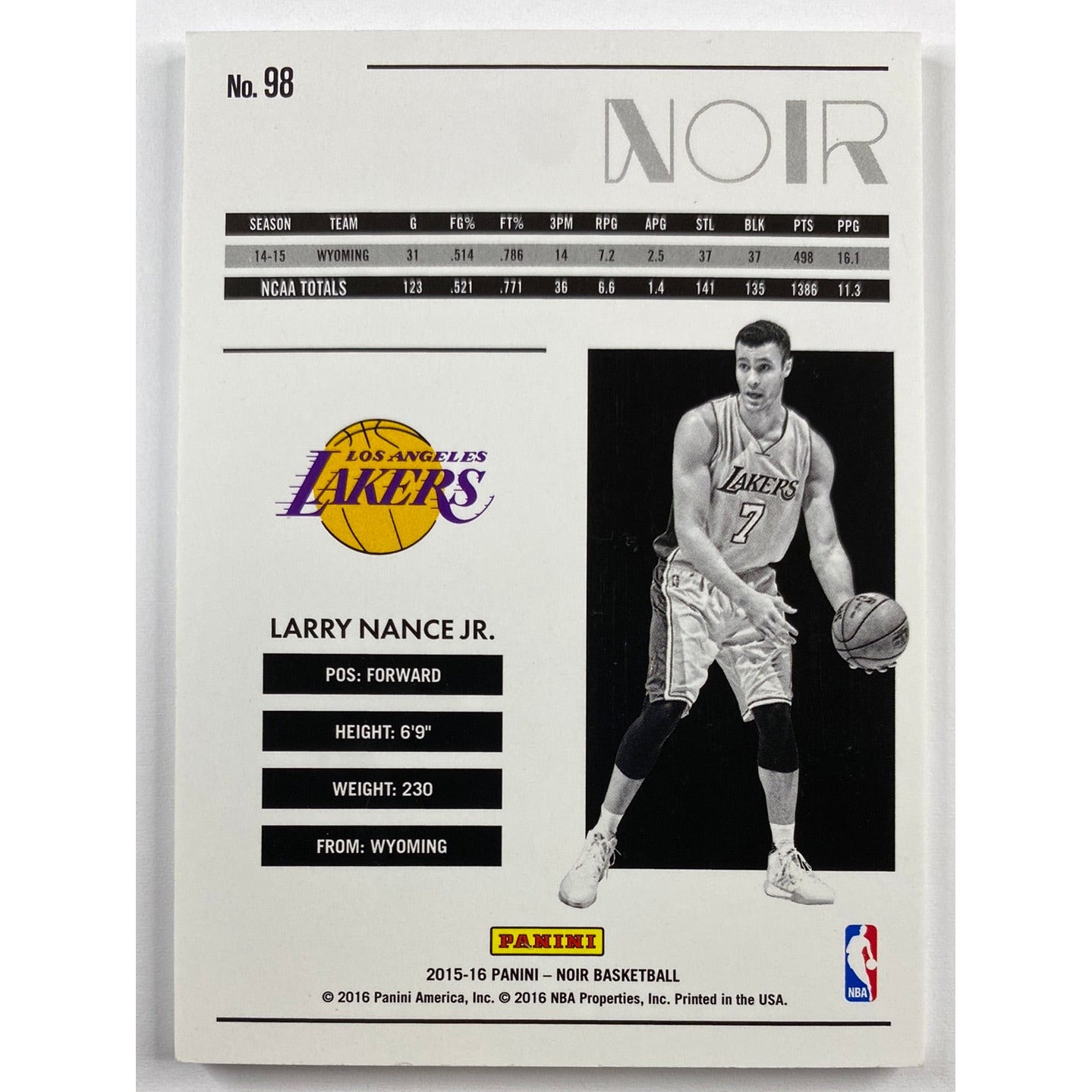 2015-16 Noir Larry Nance Jr Black and White RC /99 | Local Legends Cards & Collectibles