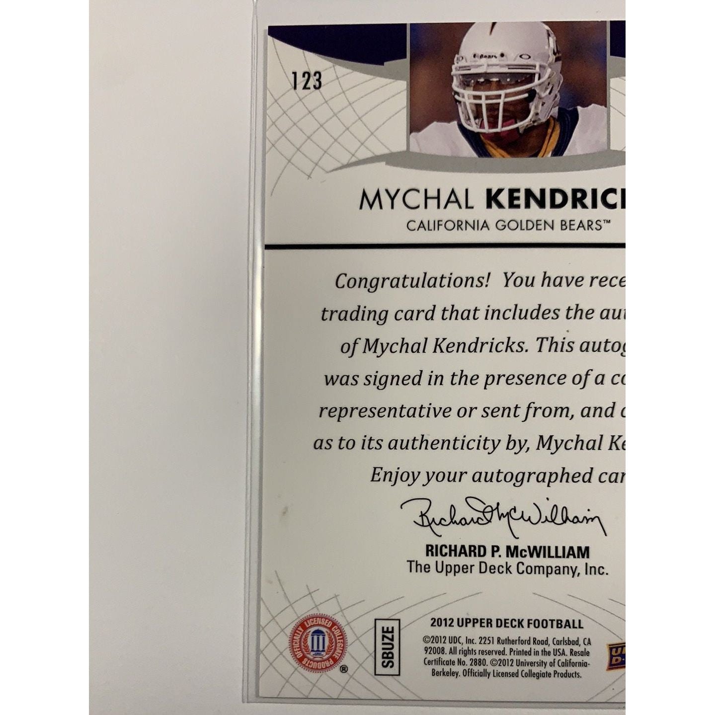  2012 Upper Deck Mychal Kendricks Star Rookies Auto  Local Legends Cards & Collectibles