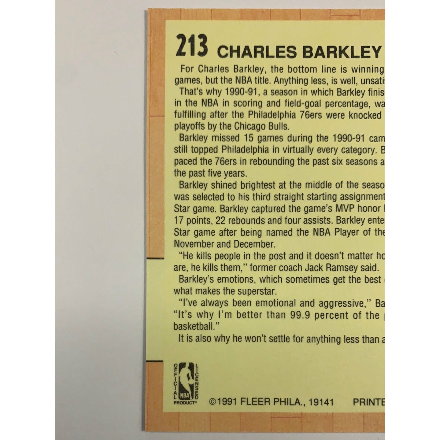 1990-91 Fleer Charles Barkley All Star Team | Local Legends Cards & Collectibles