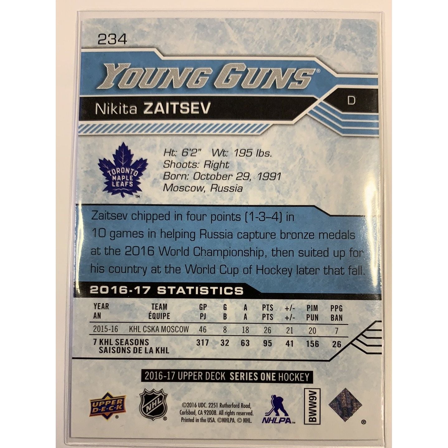 2016-17 Upper Deck Series 1 Nikita Zaitsev Young Guns | Local Legends Cards & Collectibles