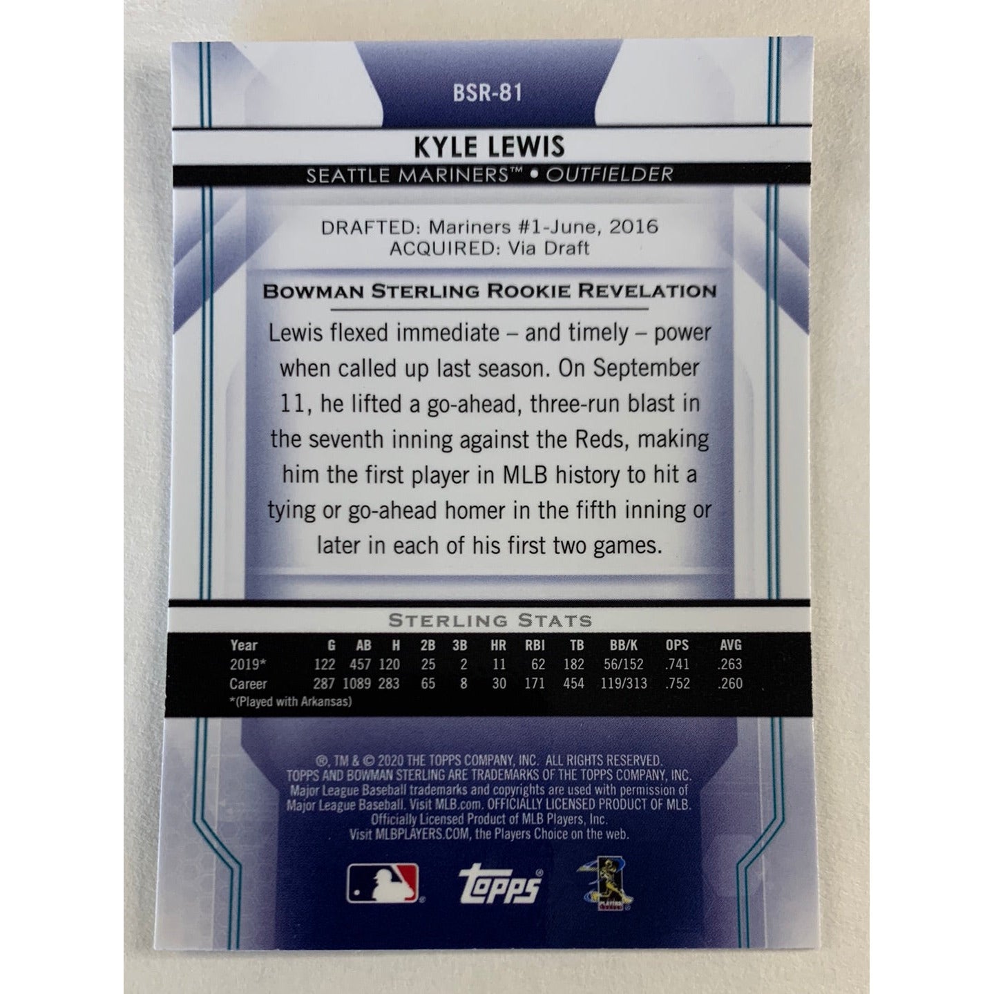 2020 Topps Bowman Sterling Kyle Lewis RC