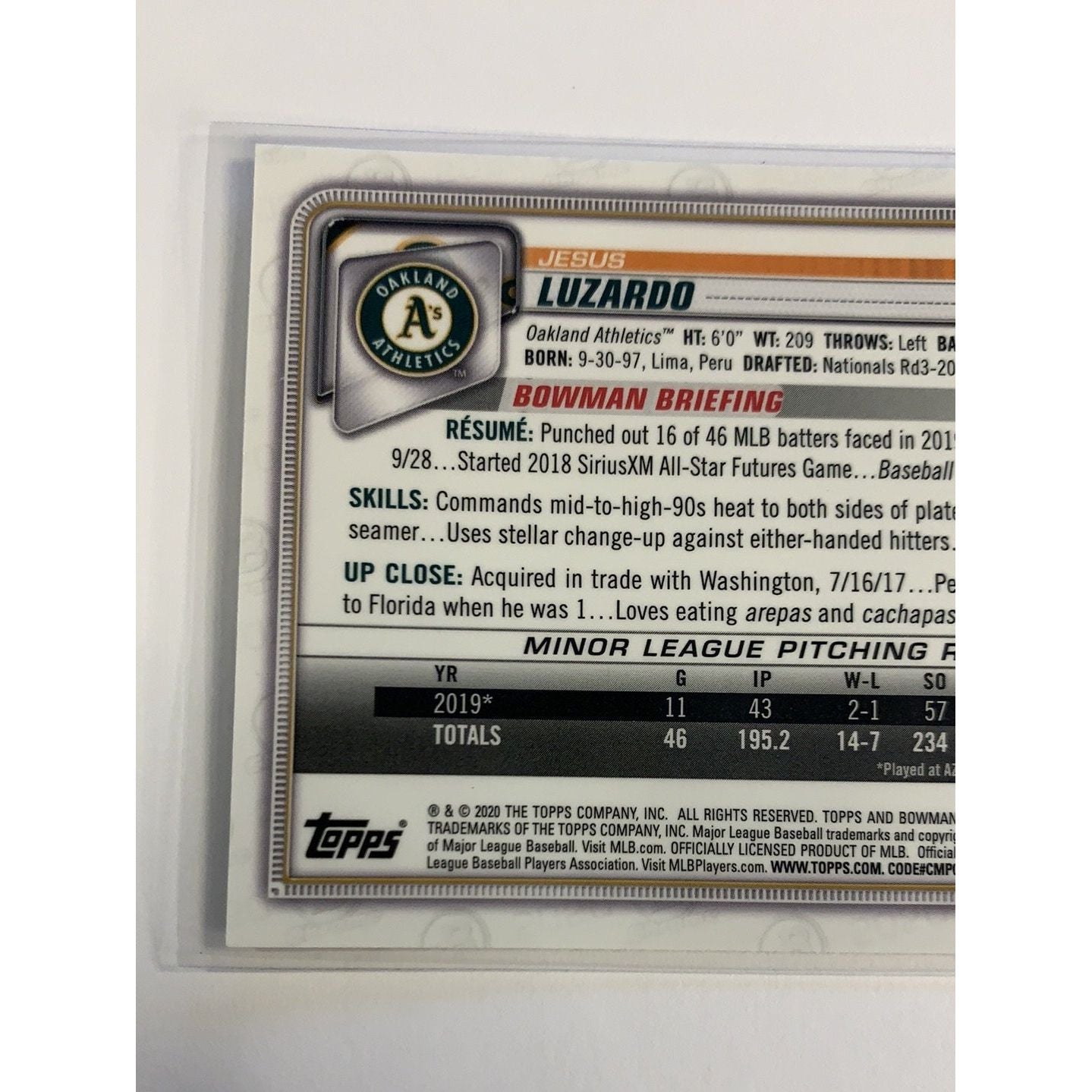 2020 Bowman Chrome Jesus Luzardo RC | Local Legends Cards & Collectibles